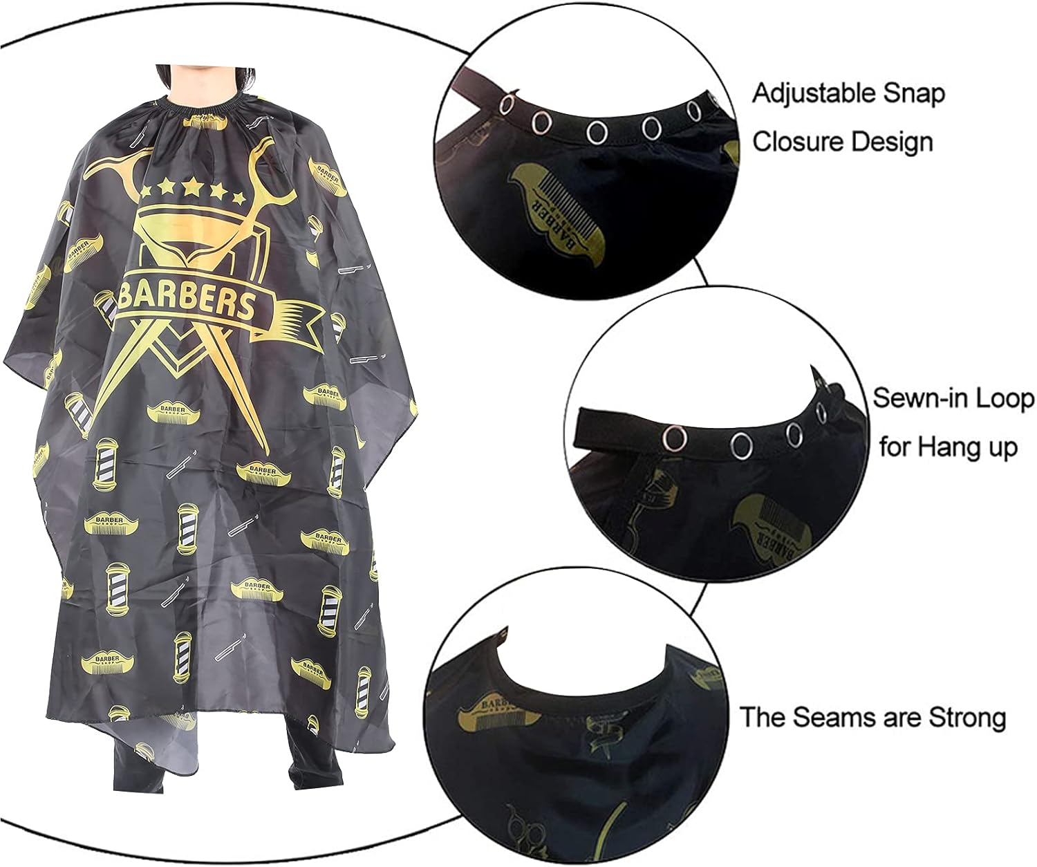 Salon Barber Cape Set,Salon Hairdressing Cape Professional Hairdresser Hair Cutting Gown Barber Shop Cape Hairdresser Hair Apron for Men Women Kids Hairdressing image number 4