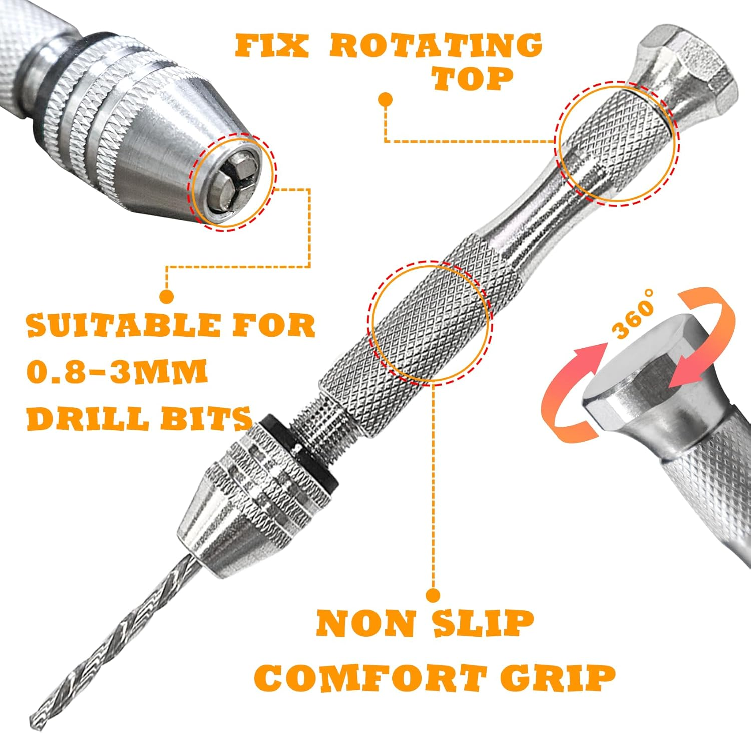 Pin Vise Hand Drill, Small Manual Hand Drill for Resin Crafts, with 10 Pcs Bits, Mini Hobby Drills Set for DIY Epoxy Resin, Wood, Clay image number 1
