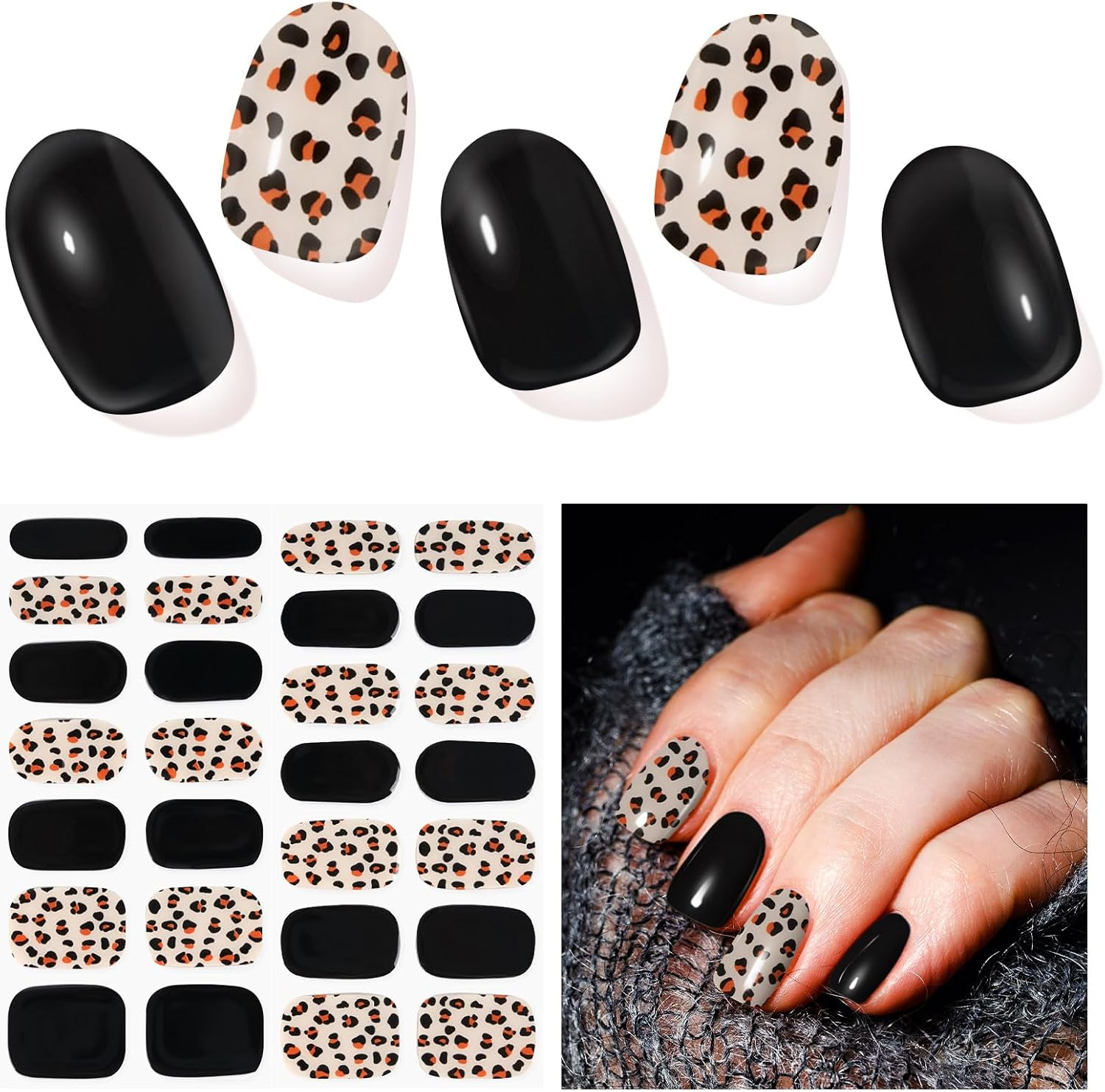 DUKASOU Semi Cured Gel Nail Strips, Green Jade | 28 Pcs Chinese Style Gel Nail Strips Work with Any UV Lamp, Salon Quality New Chinese Nail Stickers, Include Prep Pads, Nail File&Wood Stick