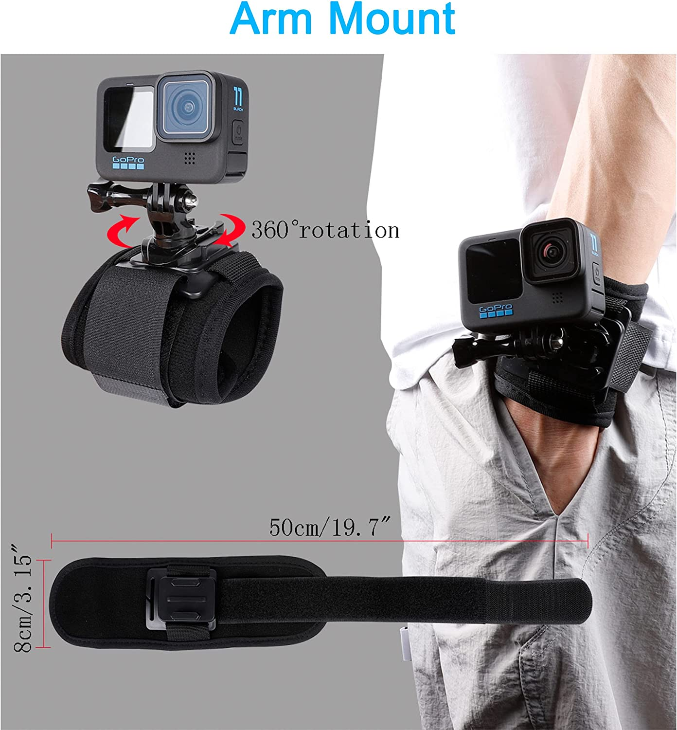 Accessories Set for Gopro Hero 11/10/9/8/7/6/5/4,New Quick Release Head Strap Mount + Chest Mount Harness + Backpack Clip Holder + 360&deg;Rotating Wrist Strap