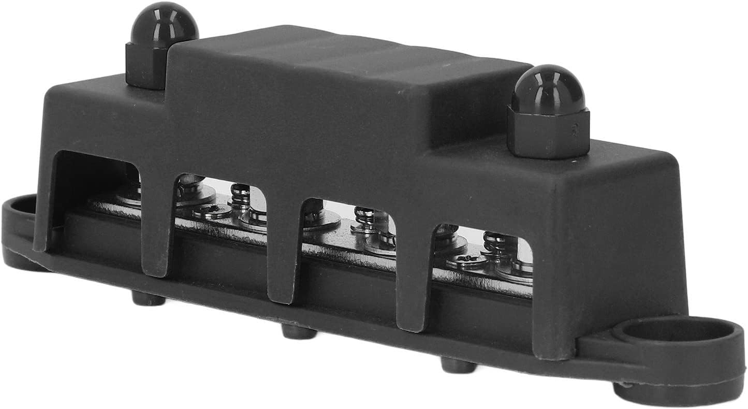 Duty Busbar Module, 62.5A Each Stud 4 Stud Power Distribution Box for Yacht (Black)