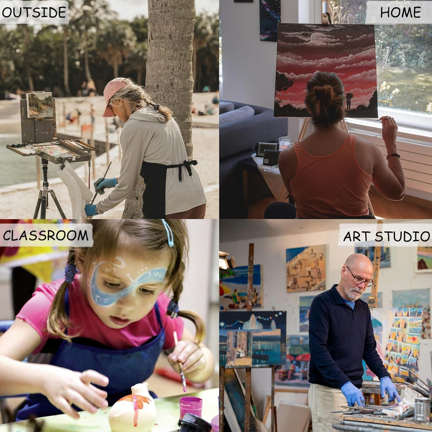 Paint Brush Cleaner Rinse Cup (All-In-One), Foldable Brushes Holder & Brush Cleaning Cup for Acrylic, Watercolor, and Water-Based Mediums, for Fine Art, Studio, Classroom (Blue) image number 2