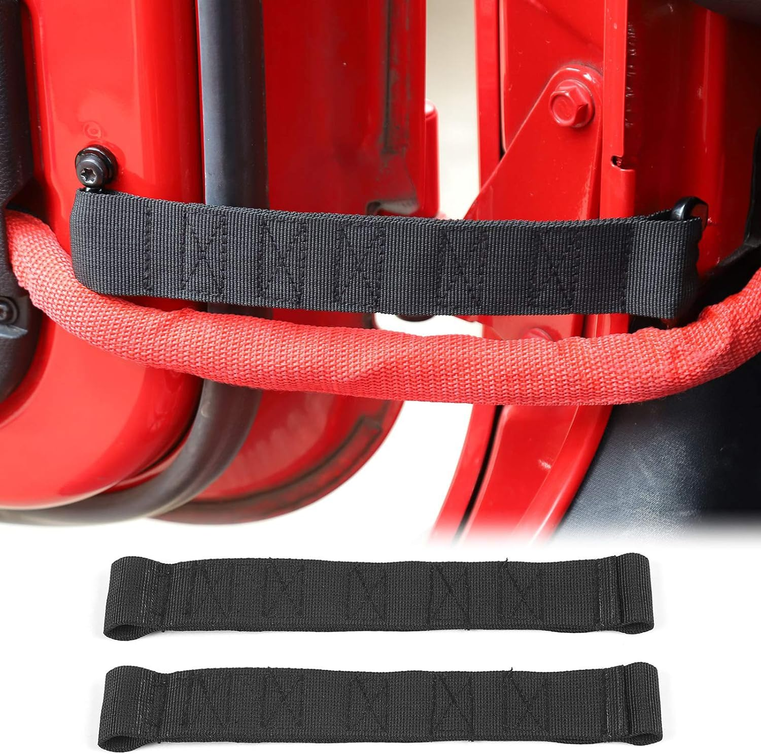 Jecar for Jeep Door Strap, 2PCS Front & Rear Heavy Duty Door Limiting Check Strap for Jeep Wrangler CJ YJ TJ JK & Unlimited (Black) image number 4