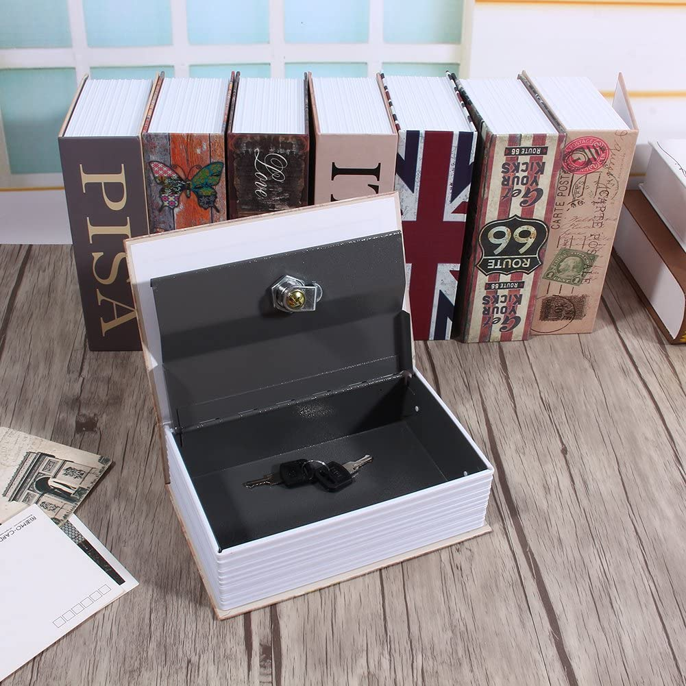 Book Safe Box, Portable Hidden Security Book Storage Case with Key Lock Travel Home Jewelry Passport Money Cash Secret Security Lock Box 18 X 11.5 X 5.5Cm / 7.09 X 4.53 X 2.17Inch