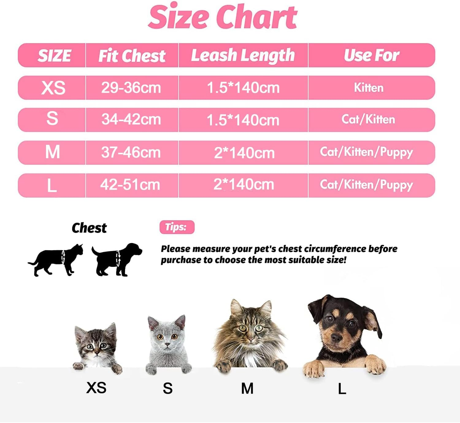 UPET Reflective Cat Harness and Leash, Kitten Cute Double Soft Mesh Cats Vest, Adjustable No-Pull Voyager Step-In Harnesses for Small, Medium, Large, Heavy Duty Walking Training(Pink L) image number 6