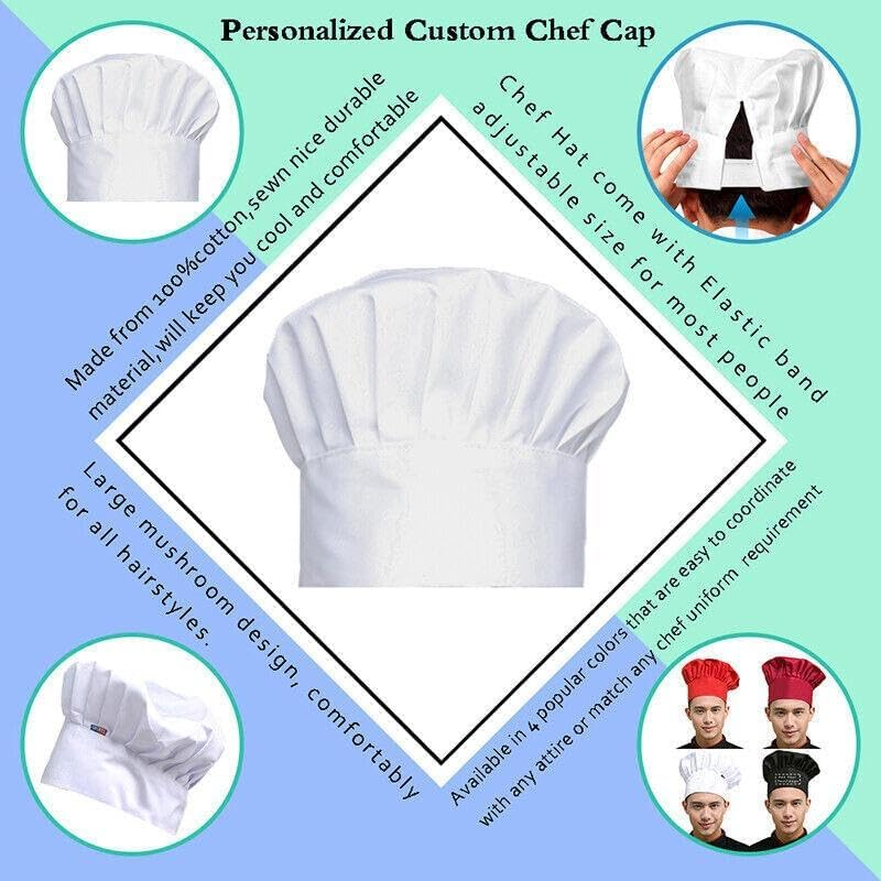 AIMALL Professional Unisex Chef Hat - Adjustable, Comfortable, Durable Black and Red Polyester Cap for Kitchen, Restaurant, BBQ, and Crafting