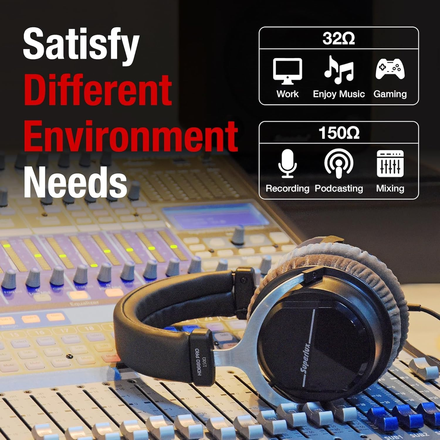 Superlux HD660PRO Sealed Professional Monitor Headphones image number 4