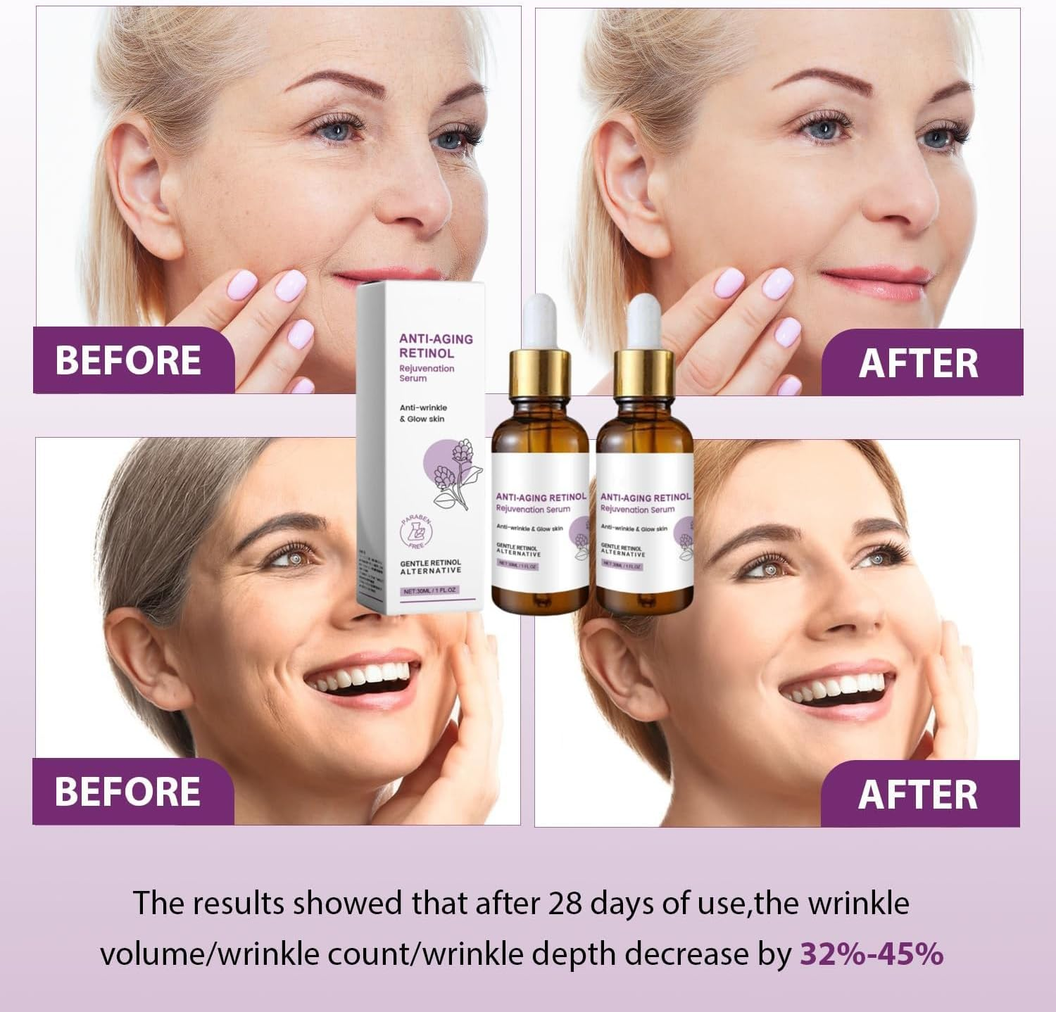 New Collagen Retinol Rejuvenation Serum, Bakuchiol Retinol Serum, Anti-Aging Retinol Rejuvenation Serum, Anti-Wrinkle & Glow Skin Essence(2Pcs)