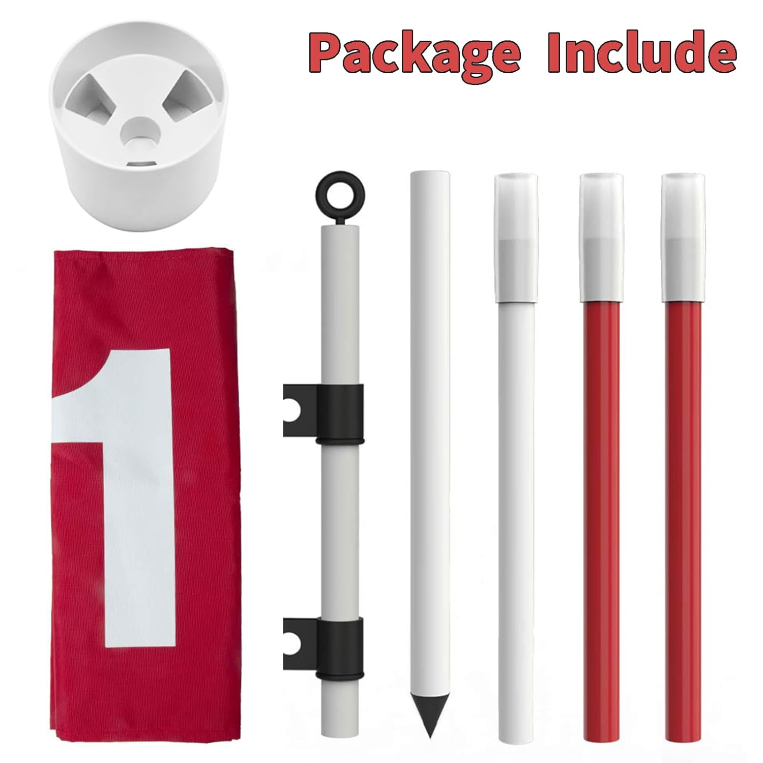 Golf Flagstick 6Ft, 185Cm Portable Five-Section Design for Backyard Practice Putting Green, Driving Range Golf Pin Flag Hole Cup Set, Gift Idea