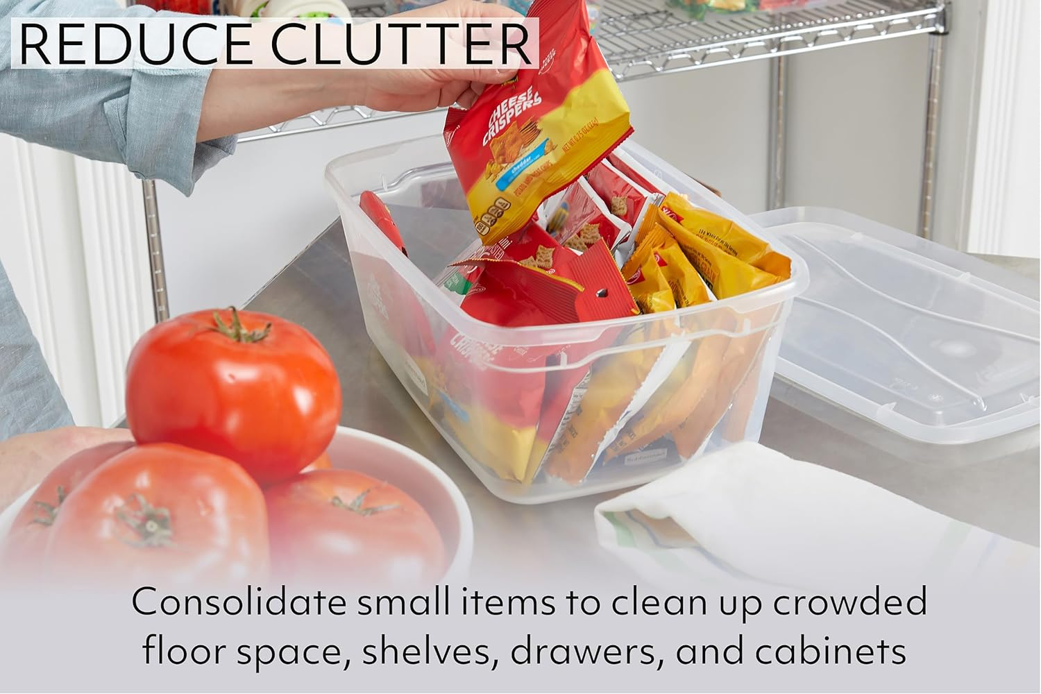 Rubbermaid RMCC60003 Cleverstore Clear Stackable Plastic Storage Containers with Durable Latching Lids, 6 Quart-12 Pack, 12 Count image number 1