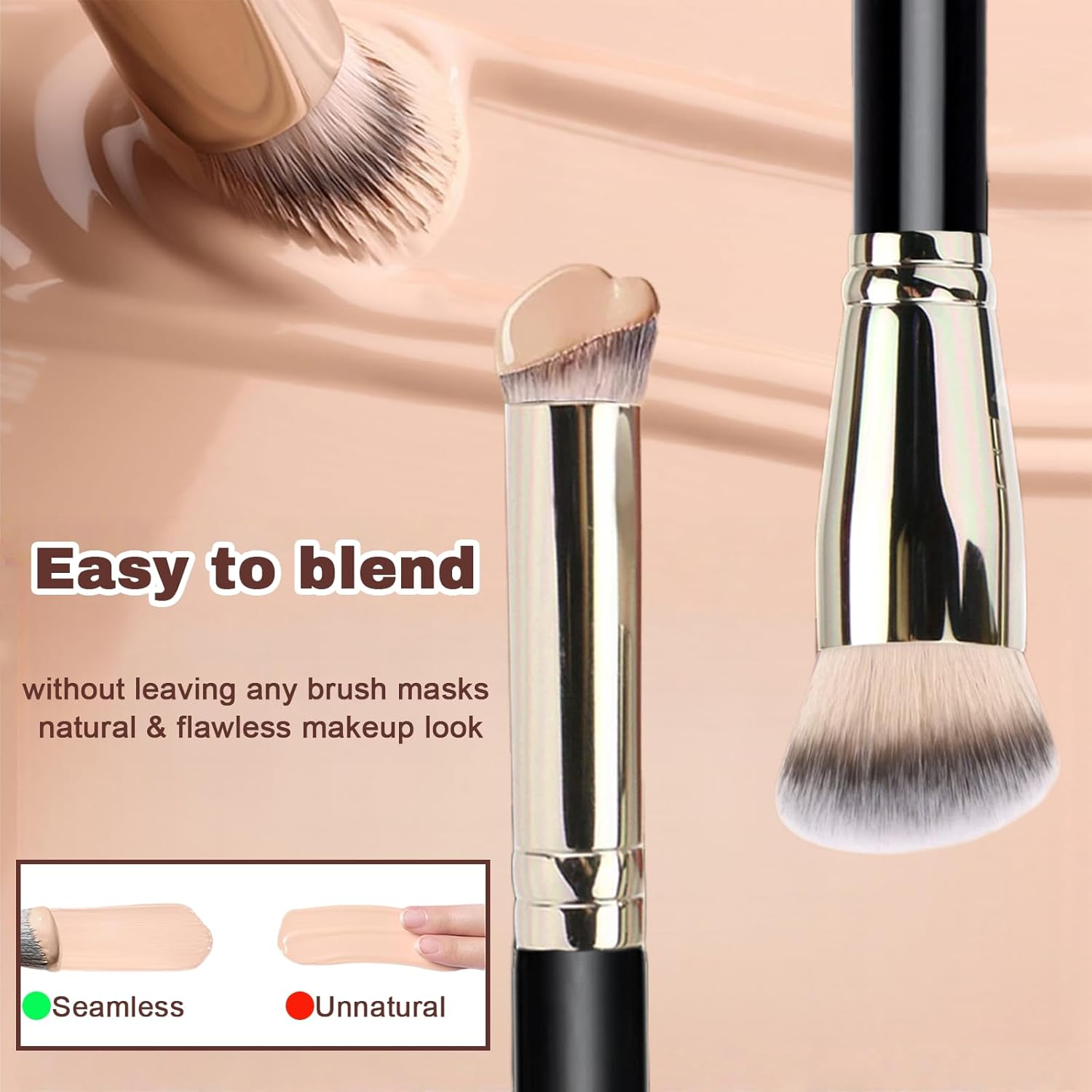 Foundation Brush and Concealer Brush Set for Flawless Makeup Application Perfect for Any Look, Premium Contour Makeup Brush Ideal for Blending Liquid, Buffing Cream, Sculpting & Applying Mineral Cosmetics (Black) image number 3