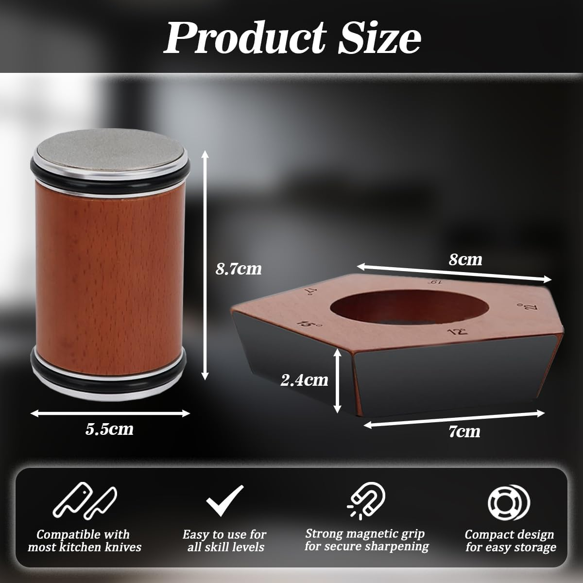 Blissify Rolling Knife Sharpener 5 Angles with 3 Grit Discs, Blunt Knife Sharpening Tool Kit Provide 12, 15, 17, 19, 22 Degree Sharpening for All Kitchen Knives image number 3