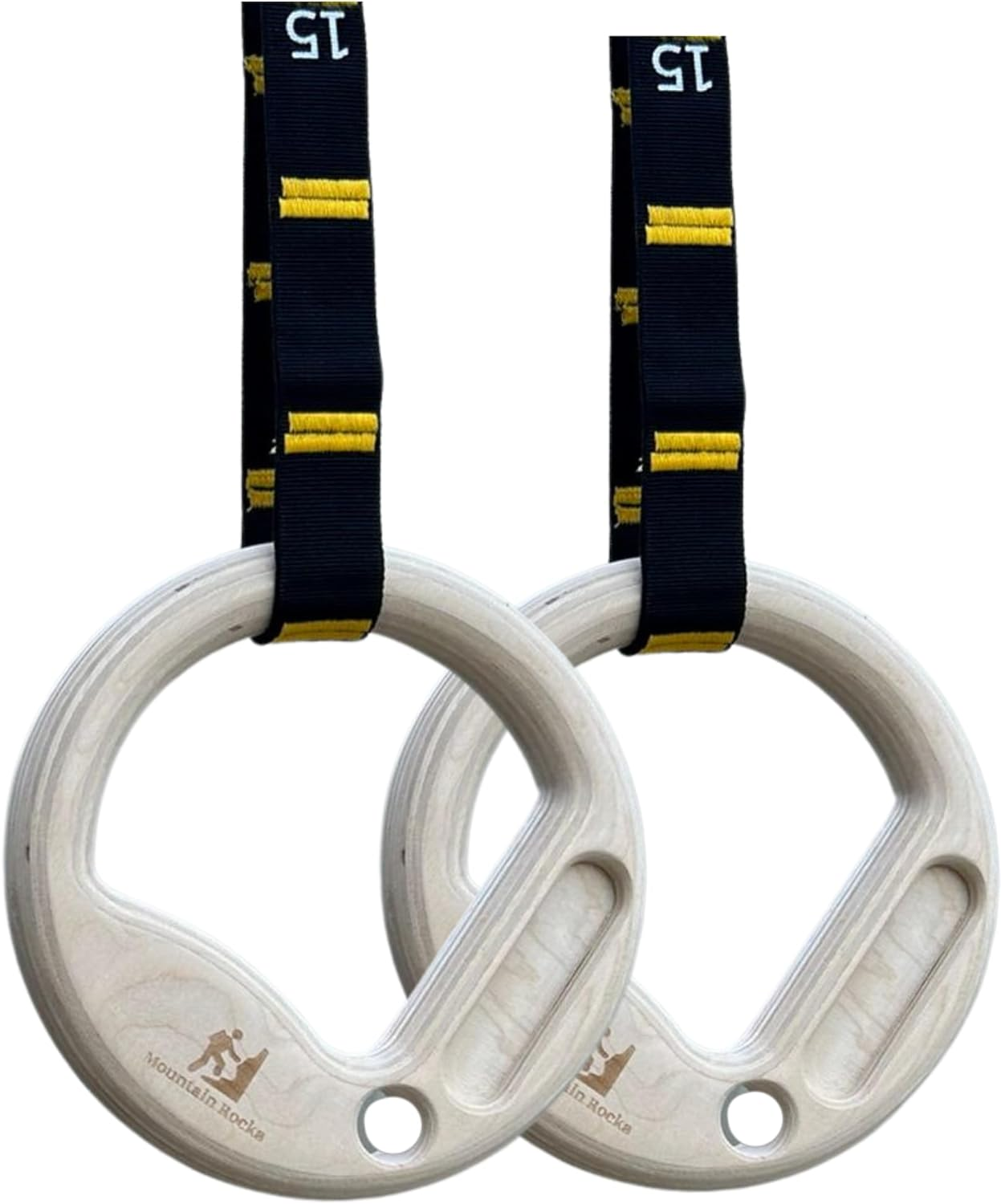 Wood 32Mm Gymnastic Rings with Finger Training Hangboard and Adjustable Numbered Straps | Olympic Rings for Core Workout, Crossfit, Bodyweight Training | Portable Climbing Training Board image number 6
