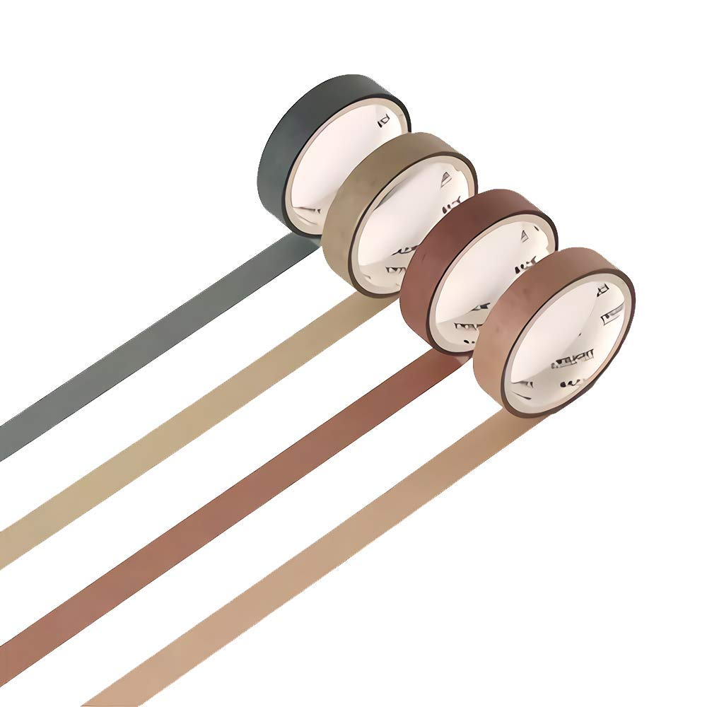 Set of 4 Natural Color Washi Masking Tape, Sticky Paper Tape for DIY, Decorative Craft, Gift Wrapping, Scrapbook, 7-Basic Style
