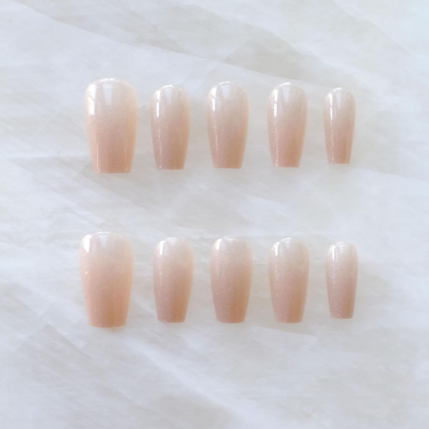 Glossy Ballerina Cat Eye Press-On False Nails, Elegant Design, Matte 24 Pcs (Nude, 24 Pcs) image number 5