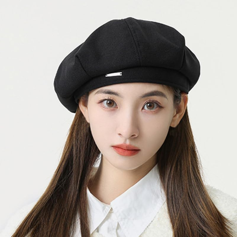 SHERCHPRY Women Beret Hat Black Soft Polyester 10.6 Inch Diameter Warm Beret for Party Casual Daily Wear Stylish Ladies Cap image number 6