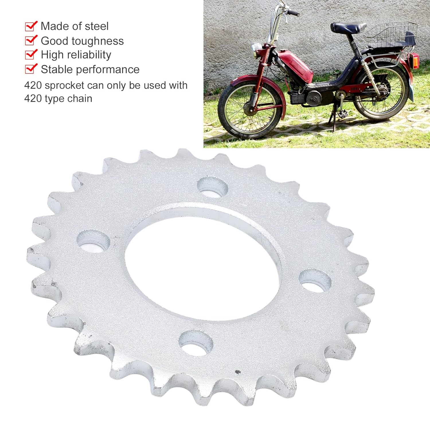 Hapivida 420 25T 48Mm Motorcycle Rear Chain Sprocket, Rear Sprocket Cog Steel Rear Drive Sprocket Electric Bicycle Modification for Dirt Pit Bike ATV 4 Wheel Go Kart Motorcycle image number 3
