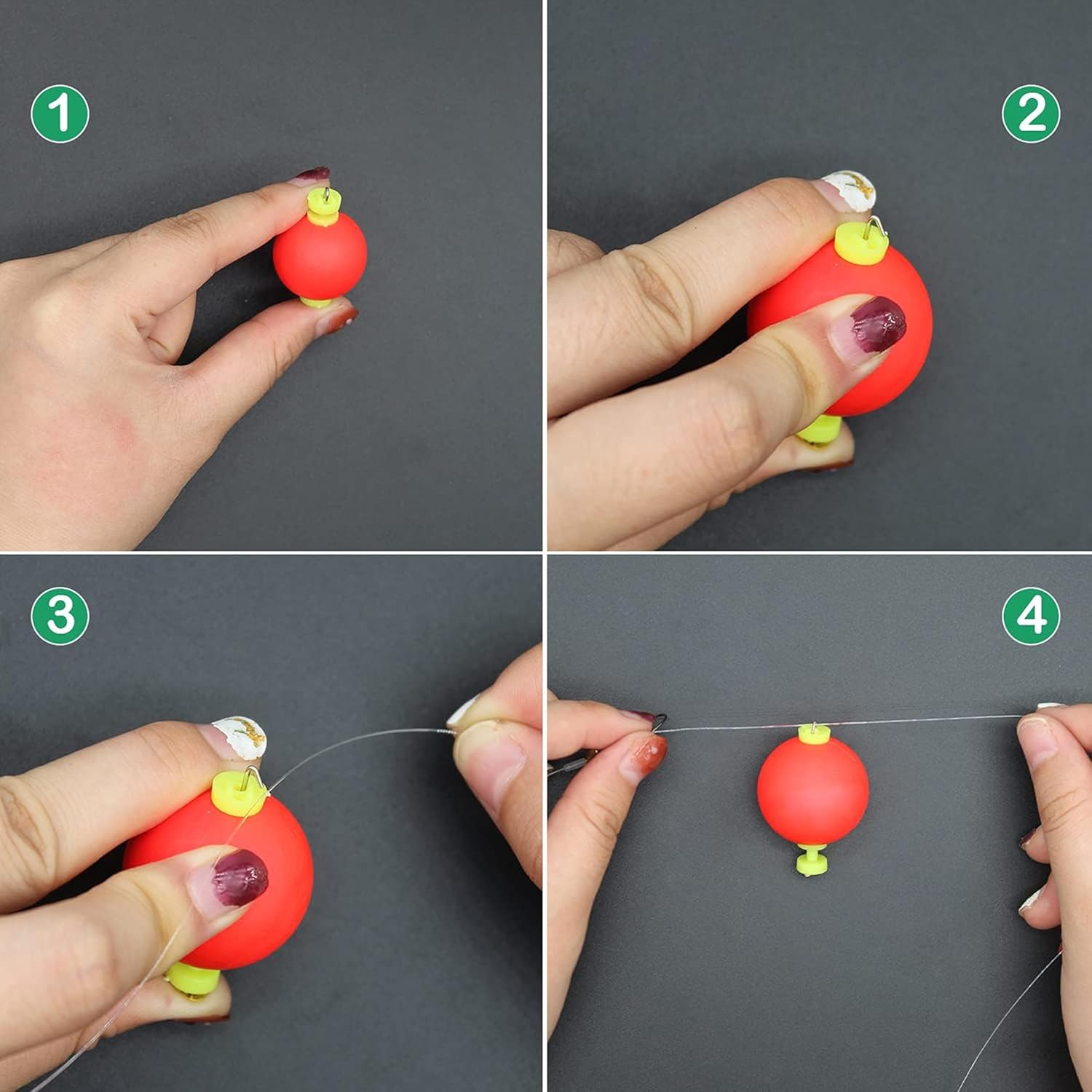 Fishing Bobbers, 15-Pack, B-Ball Shape Weighted Foam Snap-On Floats for Bluegill, Crappie, Bass, Trout, Enhanced Visibility image number 4