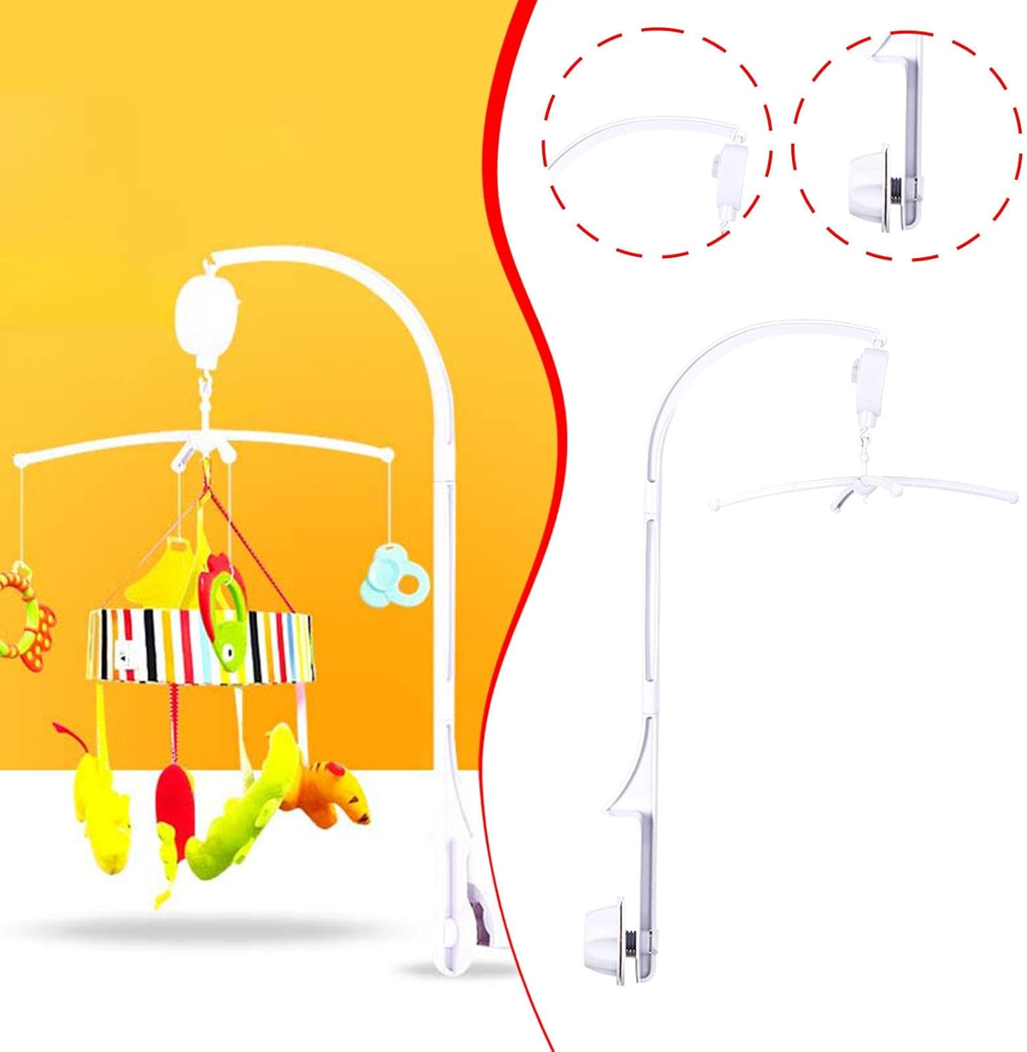 Perfk Baby Crib Mobile Bed Bell Holder,Arm Bracket,Diy Toy Decoration,Strong Slip,Attachment Rotating Baby Bed Mobile Hanger image number 1