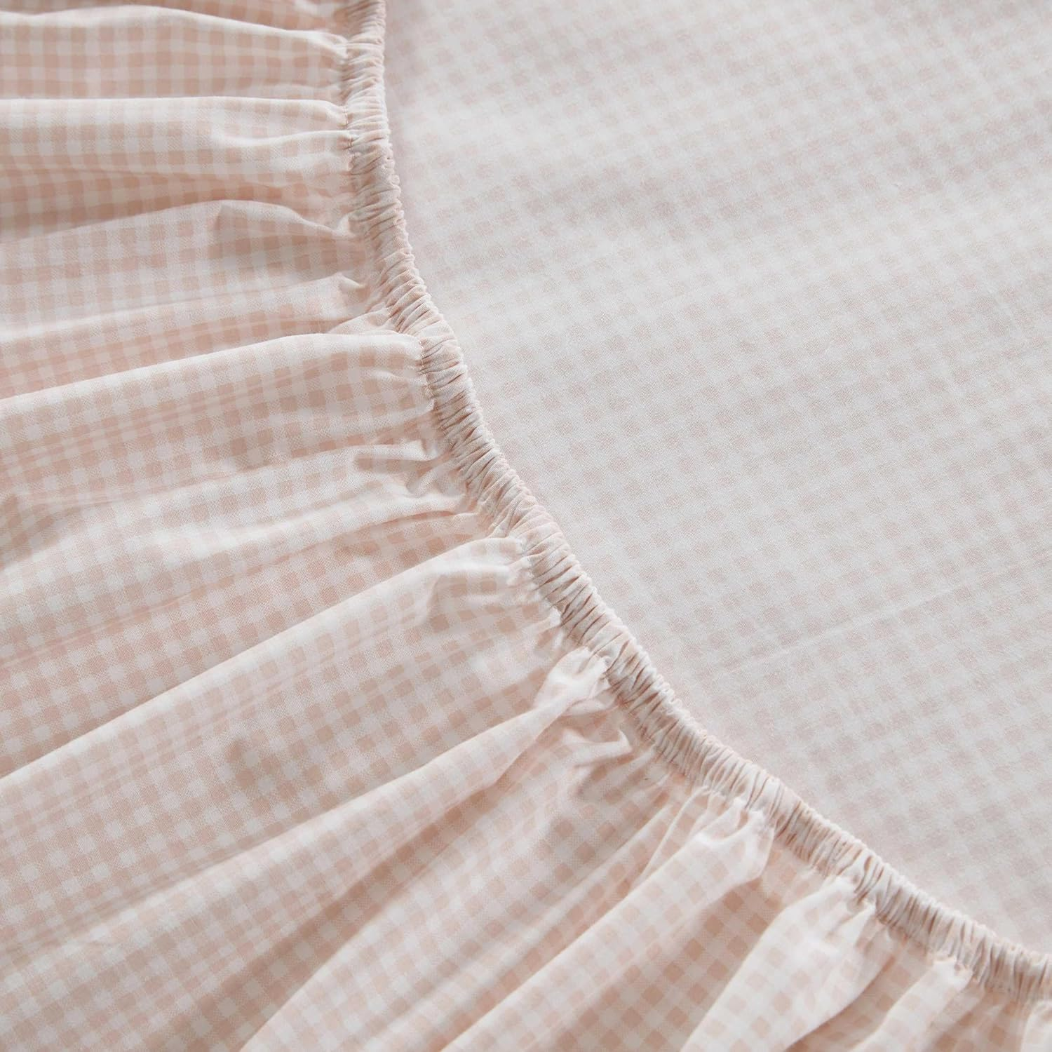 Martha Stewart - Queen Size Sheets Set, Crisp & Tailored Cooling Sheets W/A Naturally Smooth Cotton Percale Lightweight Feel - Bed Sheets with Matching Pillowcases & Fitted Sheet (Small Gingham Pink) image number 4