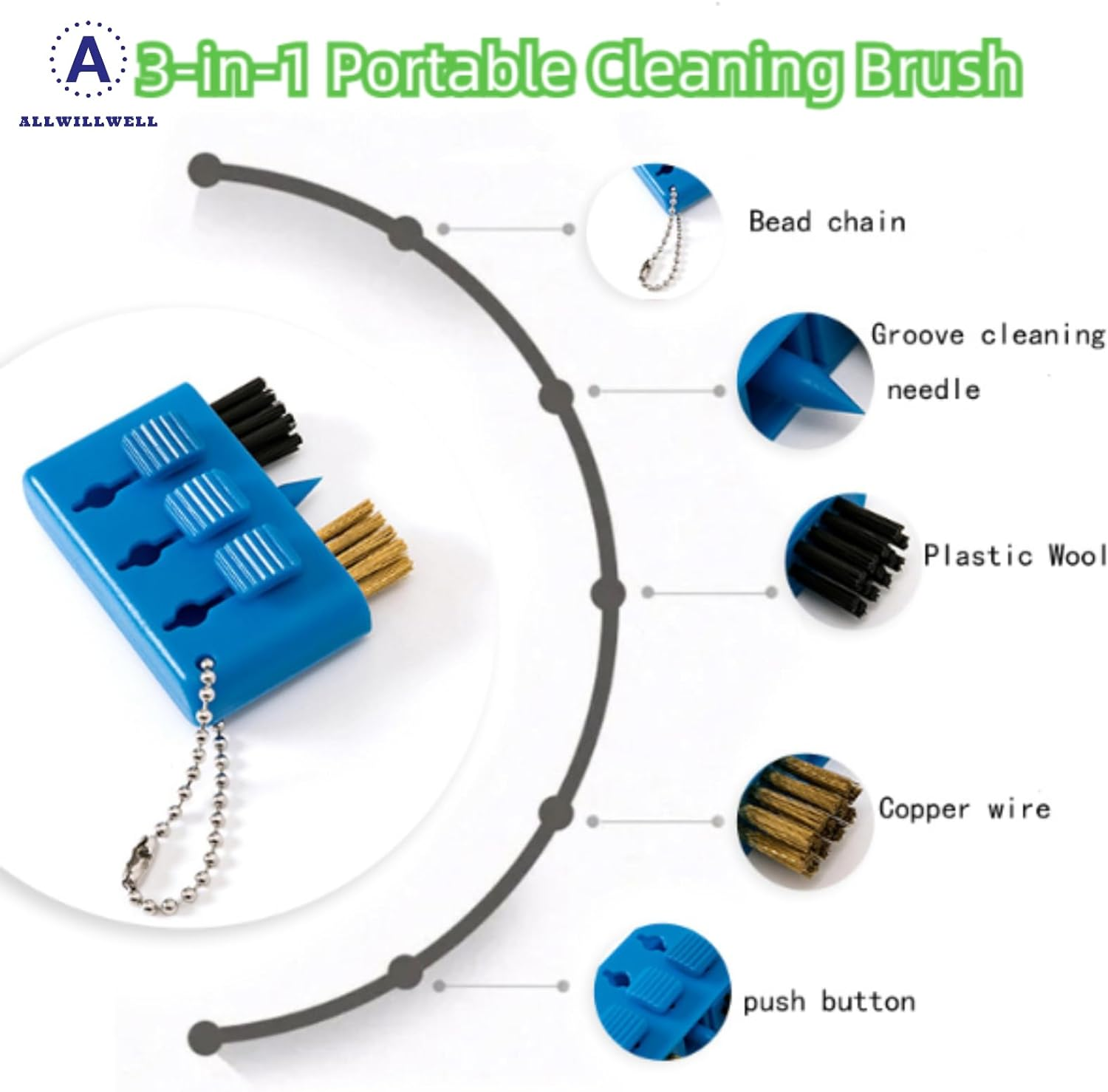 Golf Club Cleaning Kit Retractable Water Brush with Nylon Bristles and 6-Sided Groove Cleaner Portable Cleaner for Irons Woods Putters Essential Golf Accessories and Brush image number 5