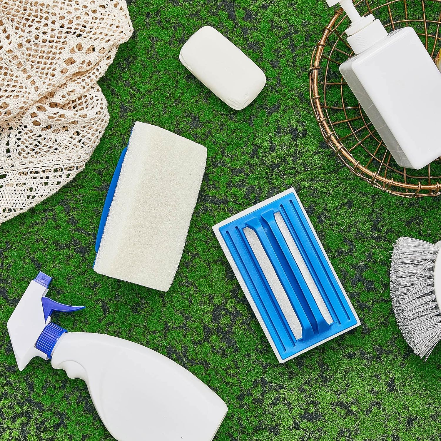 2 Pcs Sponge Swimming Pool Brush Hand Held Bath Scrubber Brush Kitchen Cleaning Tools Tile Brush Scrub Sponges for Shower Bathroom Wall image number 6