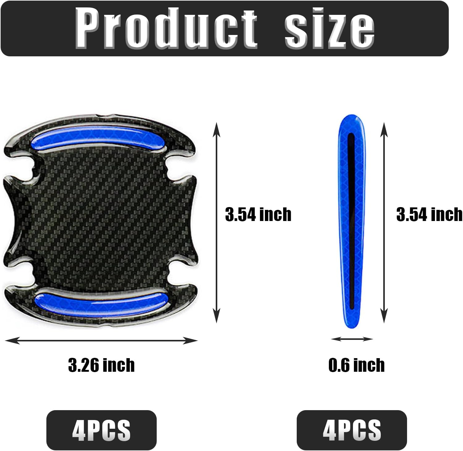 8Pcs Car Door Handle Protector Reflective Sticker,3D Carbon Fiber Universal Door Handle Scratch Protector Cover,Self-Adhesive & Non-Marking,Paint Guard Protective Films (Blue) image number 4