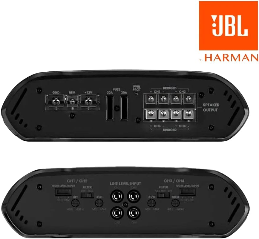 JBL Concert A704 4-Channel Car Amplifier Class AB - Car Power Amplifier with 4 X 70 Watt RMS - 1000 Watt Tip for 4 Car Speakers or 2 plus 1 Subwoofer or 2 Speakers