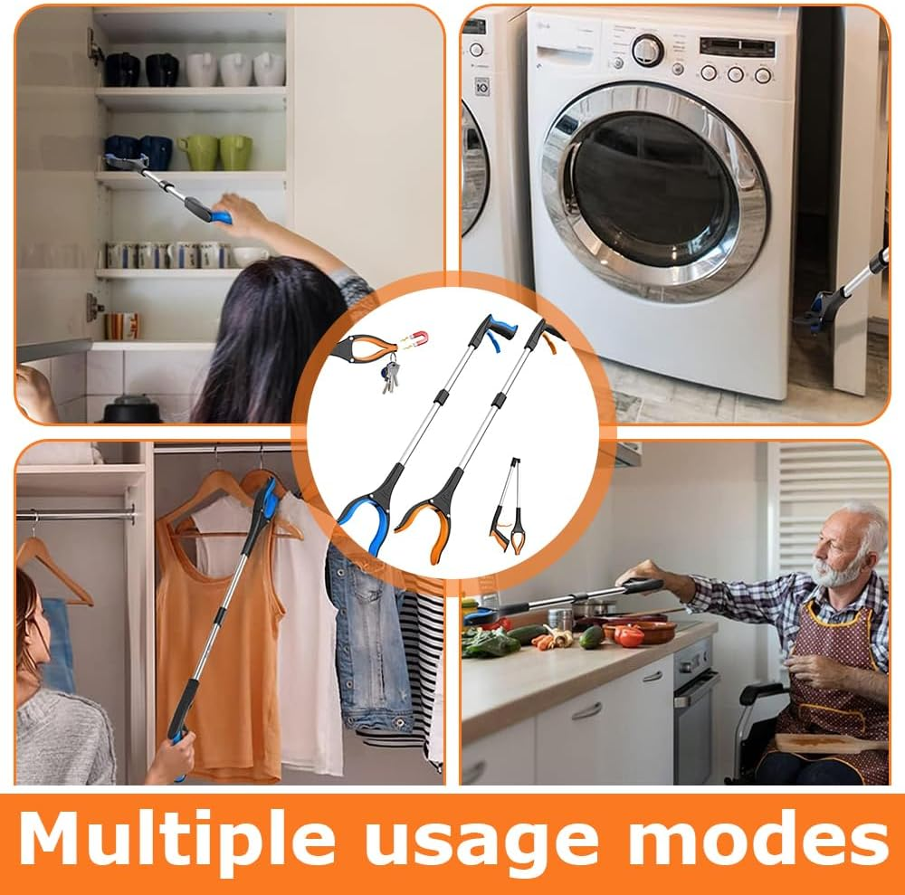 2-Pack Grabber Reacher Tool, Foldable Grab Utensils, Pickup Assistance Tools,With 360&deg; Rotating Jaw and Magnet, Trash Picker, Lightweight Grabbers, for Seniors image number 4