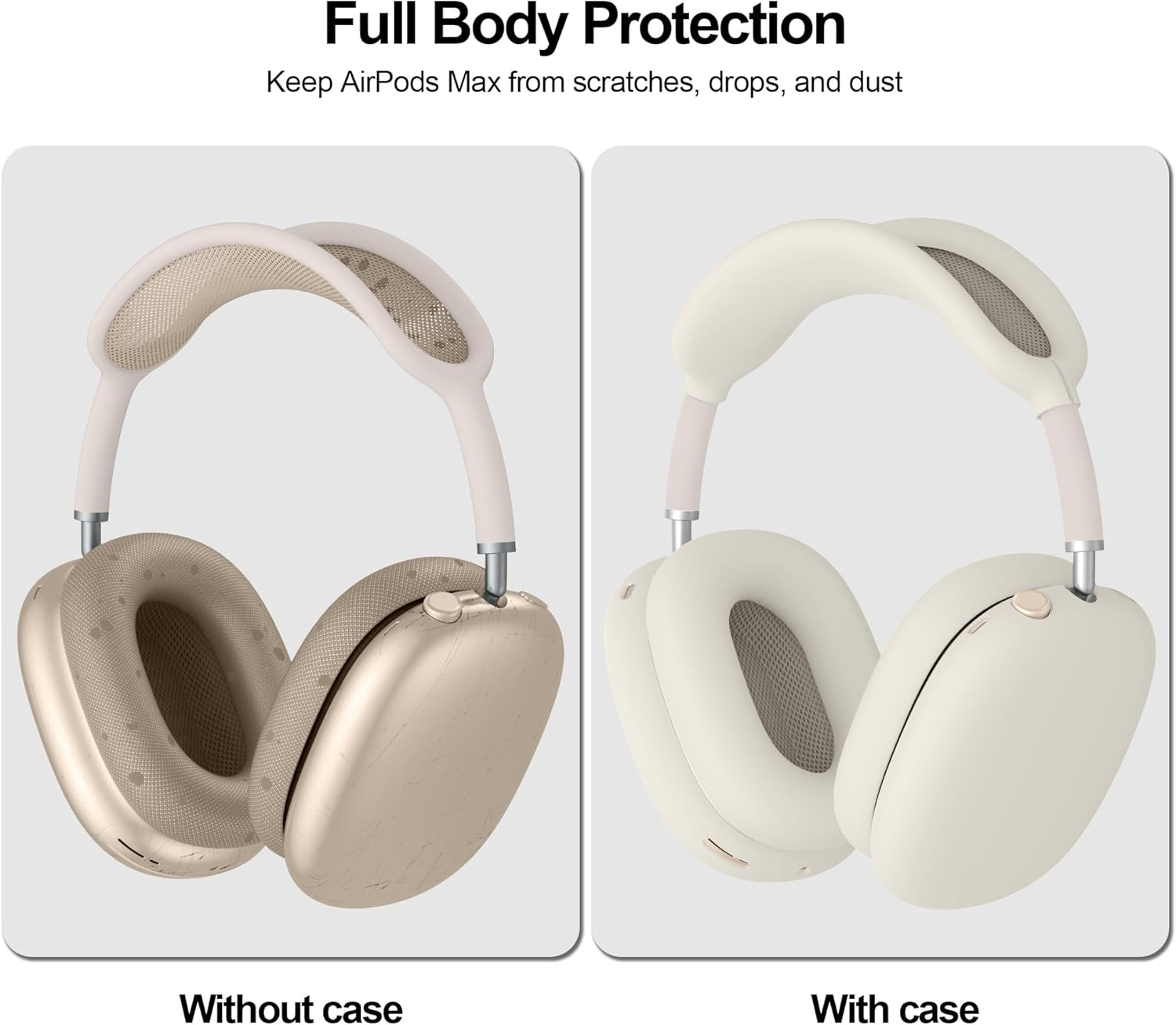 Silicone Cover for Airpods Max Headphones 2024, Soft Silicone & Anti-Scratch Protective Ear Cups Case/Ear Pad Cases/Headband Cover for Apple Airpods Max (Starlight) image number 5
