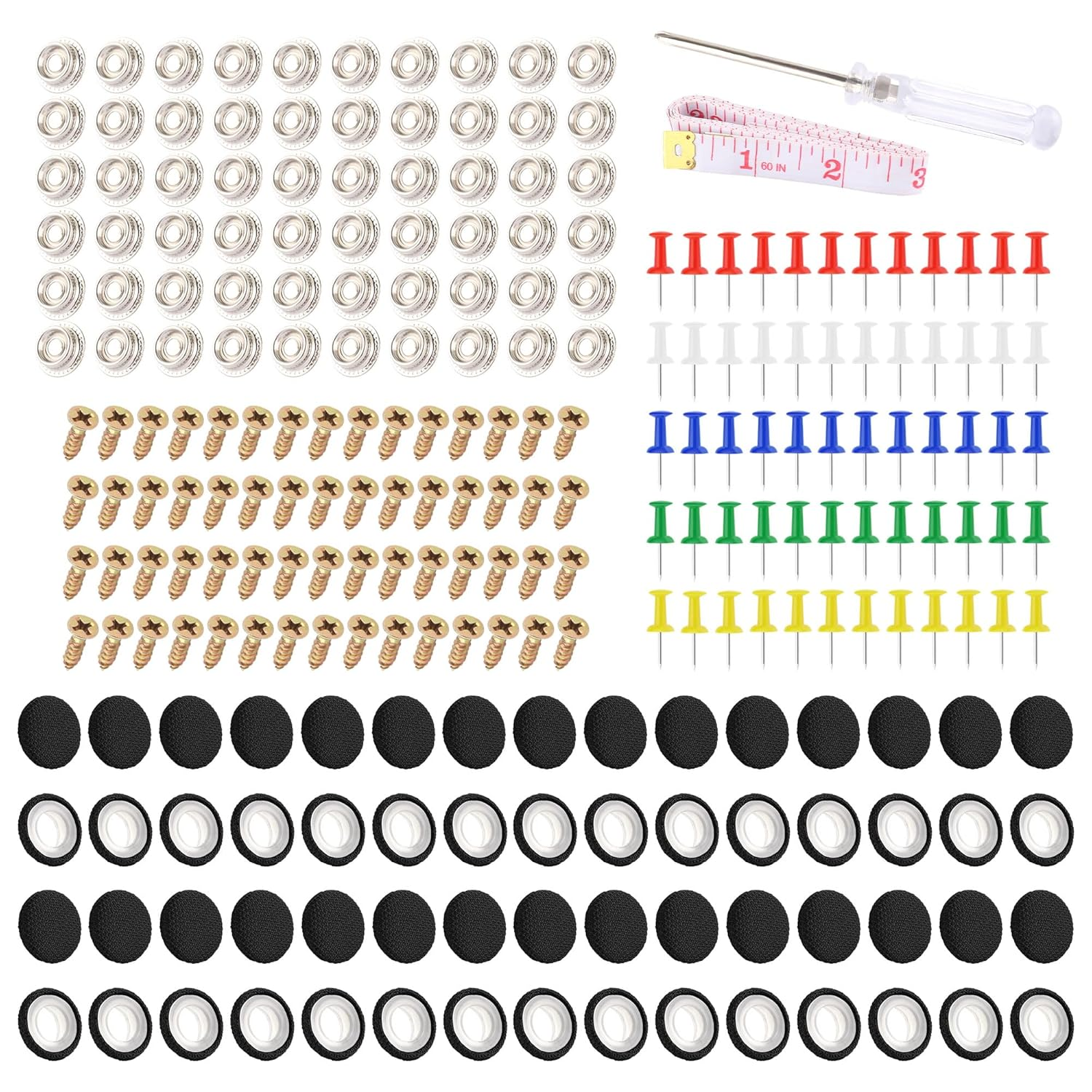 60PCS Car Headliner Repair Kit,Push-In Rivets Retainer Clips Headliner Pins for Car Interior Accessories Patching,Multipurpose Ceiling Fabric Repair Buckle with Installation Tool (Black)