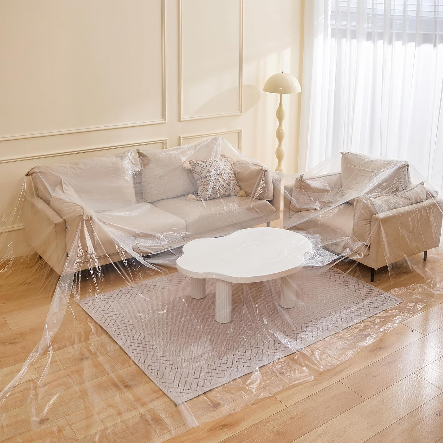 Topsoon Heavy Duty Thickened Plastic Decorative Dust Shield Large 9 Ft X12 Ft Transparent Waterproof Oilcloth Cover Decorative Dust Shield for Paint and Waterproof Plastic Sheets for Covering