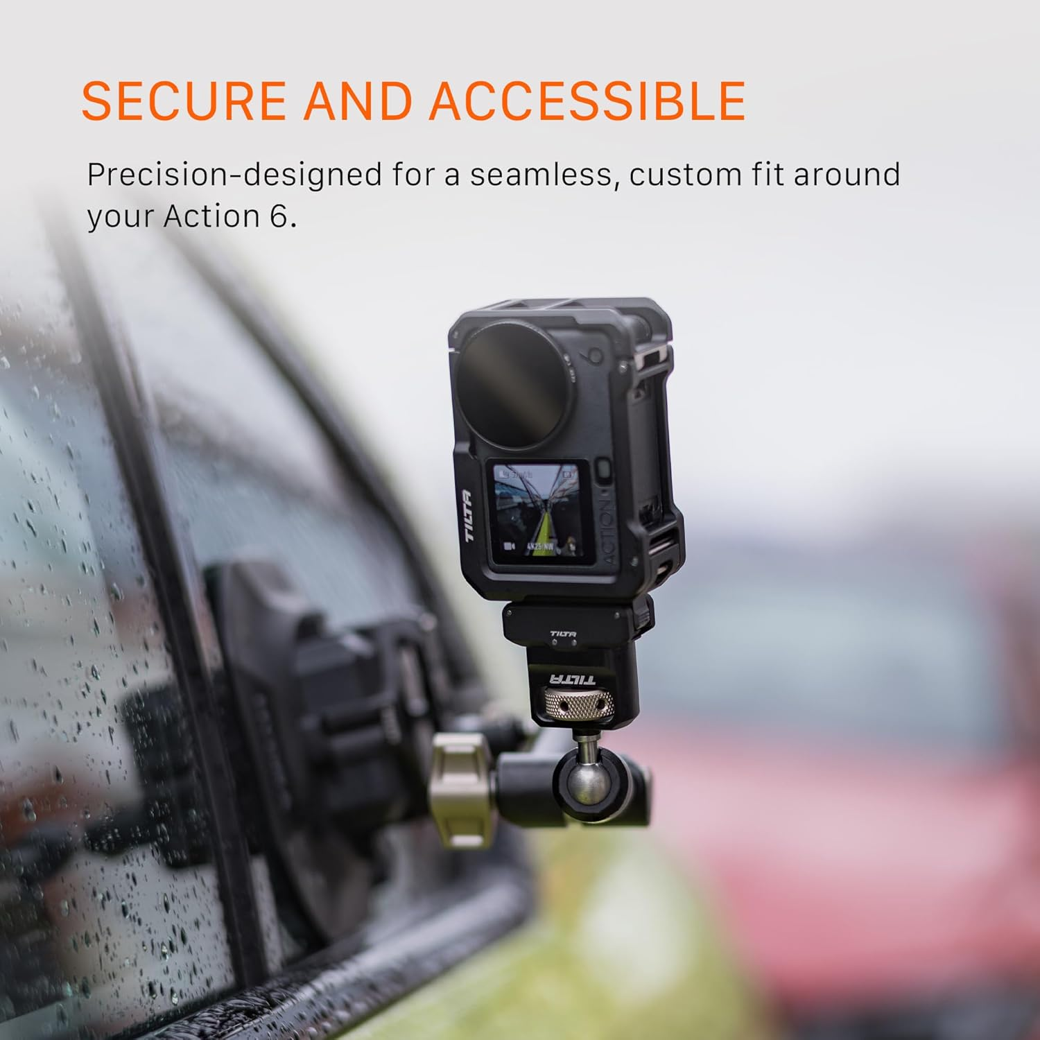 Tilta Full Camera Cage Compatible with DJI Osmo Action 6 | 1/4"-20 Thread with Locating Points | Cold Shoe Receiver | Button Extension | Battery Door & Card Slot Open Access | Black