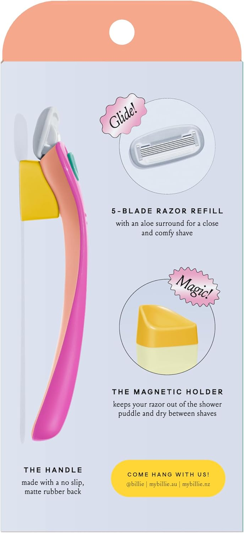 Billie - Malibu Razor Starter Kit +1 | 5 Blades | Women'S Razor | Women'S Shaver | Shower Holder | Magnetic Holder | Aloe Lubricant | Close, Smooth & Gentle Shave | Sensitive Skin | Pivoting Head | Dermatologically Tested | No-Slip Handle image number 1