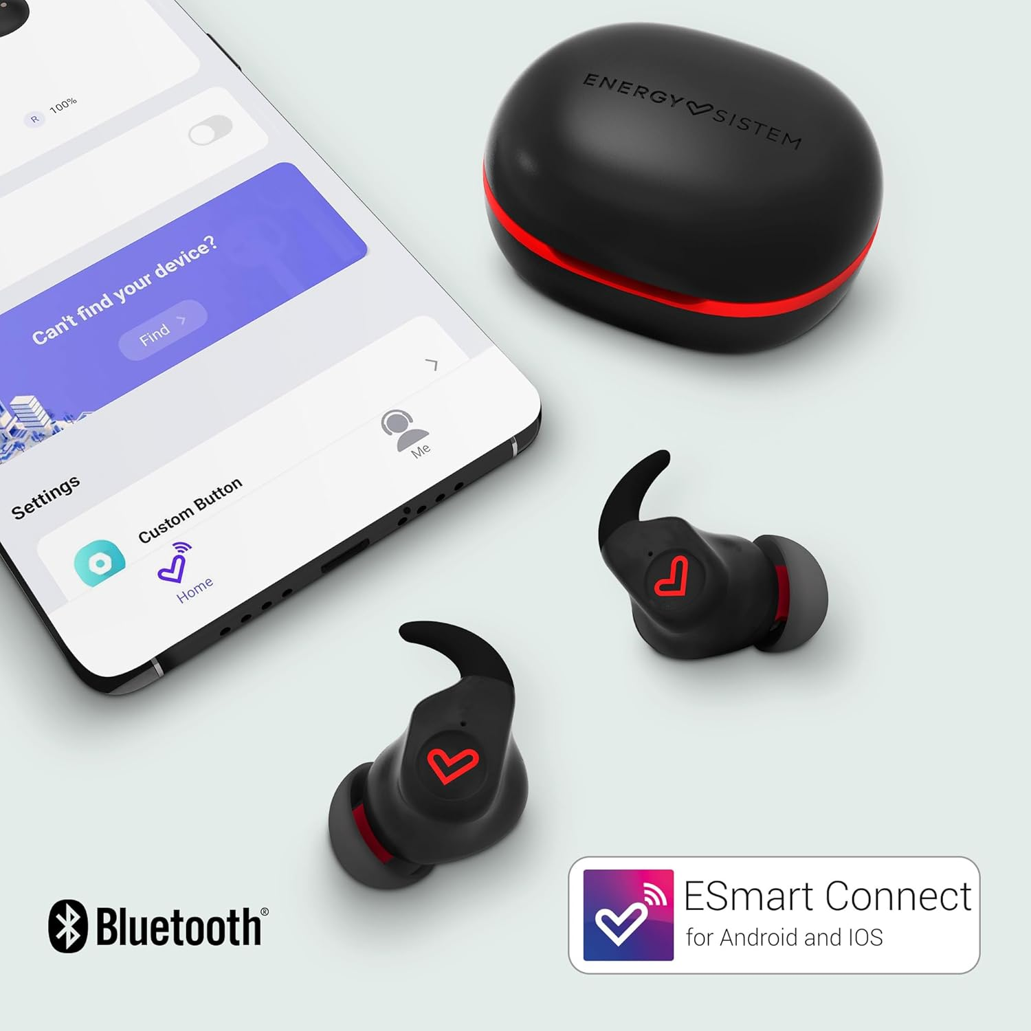 Energy Sistem Freestyle Sports Headphones (Bluetooth&reg; 5.3, True Wireless Stereo, Secure Fit+, IPX5, Esmart Connect App) - Black image number 2