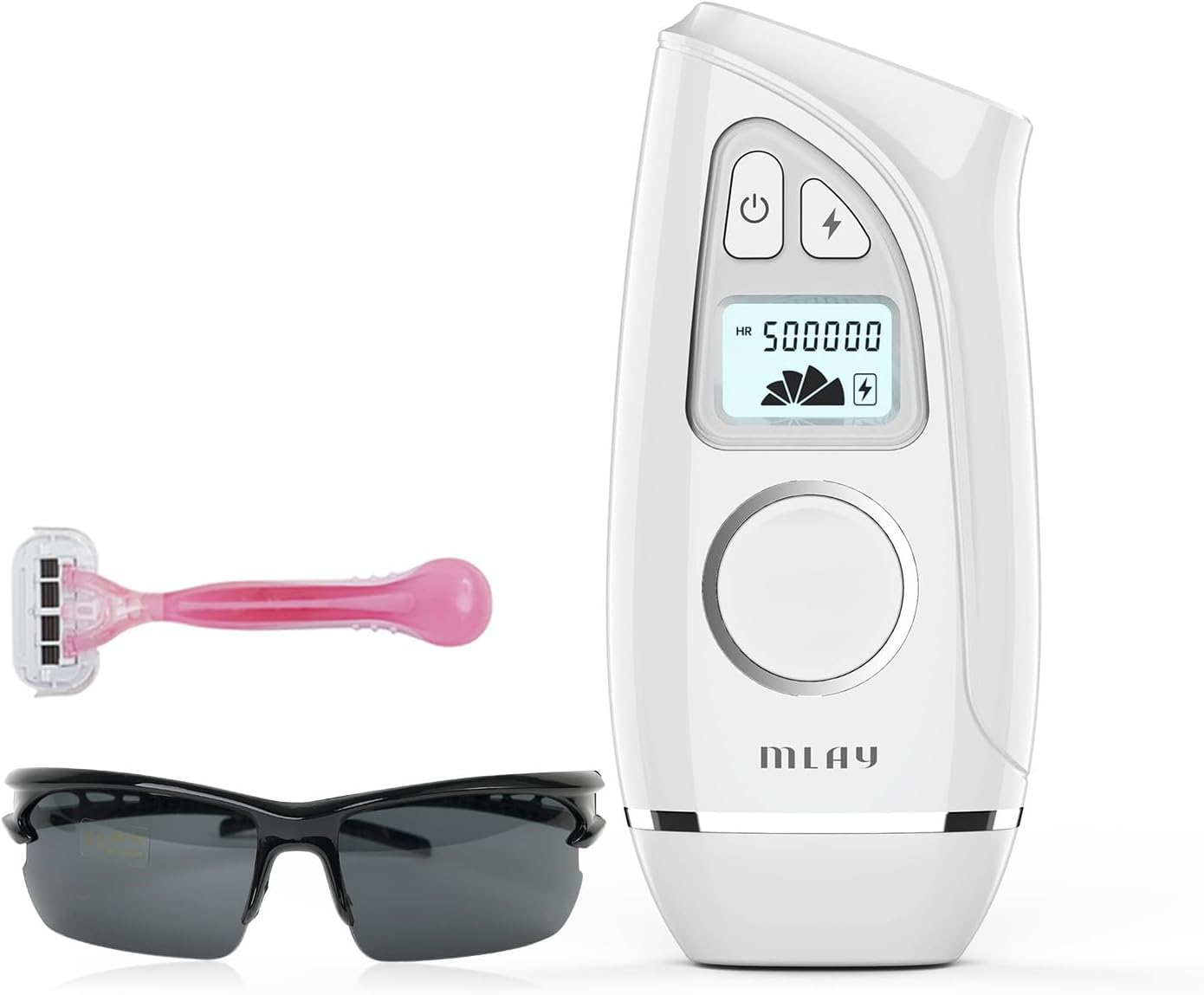 Laser Hair Removal, IPL Laser Hair Removal for Women/Men, 12J High Energy Hair Removal Device on Facial Legs Arms Bikini Line with Razor & Goggles, Laser Permanent Permanent Hair Remover Machine - White image number 1