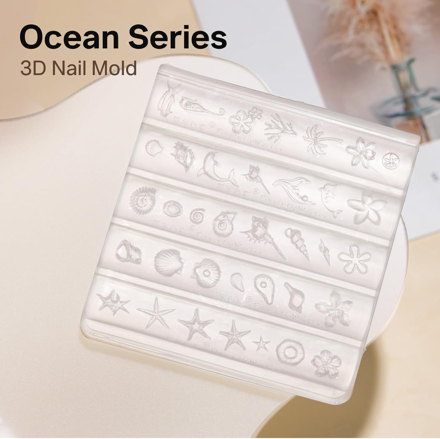 MIZHSE 3D Nail Molds for Nail Art, 1PC Silicone 3D Charm Beach Ocean Nail Molds for 3D Sculpting Gel Nail image number 5