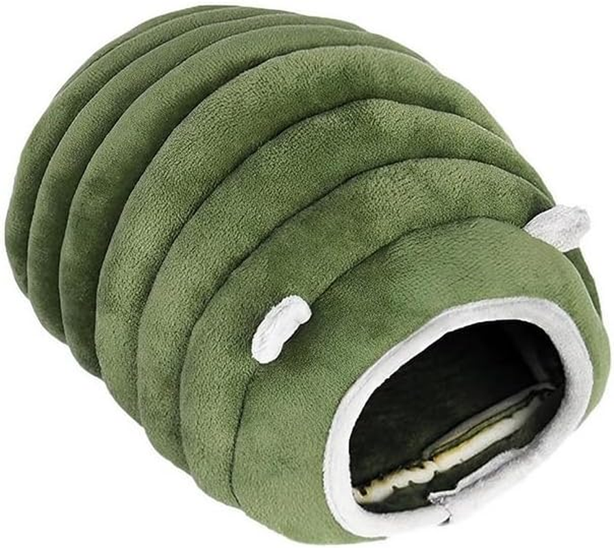 Cozy Soft Plush Tent Bed for Small Animals - Ideal Hideout Cave for Guinea Pigs, Hamsters, Bunnies, Chinchillas, Ferrets & More - Warm Comfort Shelter in Grey/Green