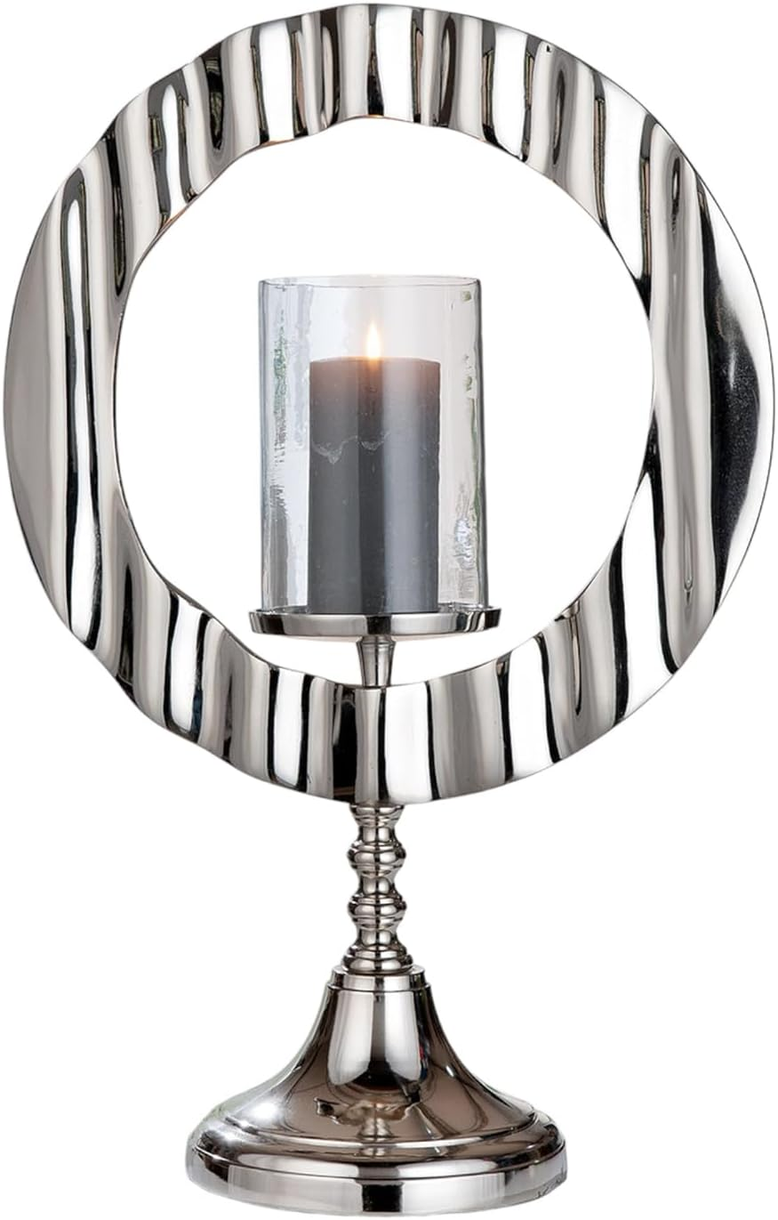 Casablanca Set of 2 Galano Lanterns Made of Stainless Steel and Glass - Rose Gold - Shiny - Height 38 Cm X Width 16 Cm - Candle Holder image number 6