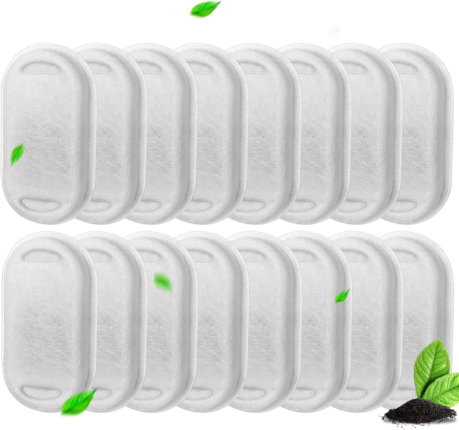 Vindox Cat Fountain Filter, Pack of 16 Replacement Filters with Activated Carbon Filter for 2L/3.2L/4L Stainless Steel Drinking Fountain Cats, Drinking Fountain Filter, Pet Filter for Cats and Dogs image number 3