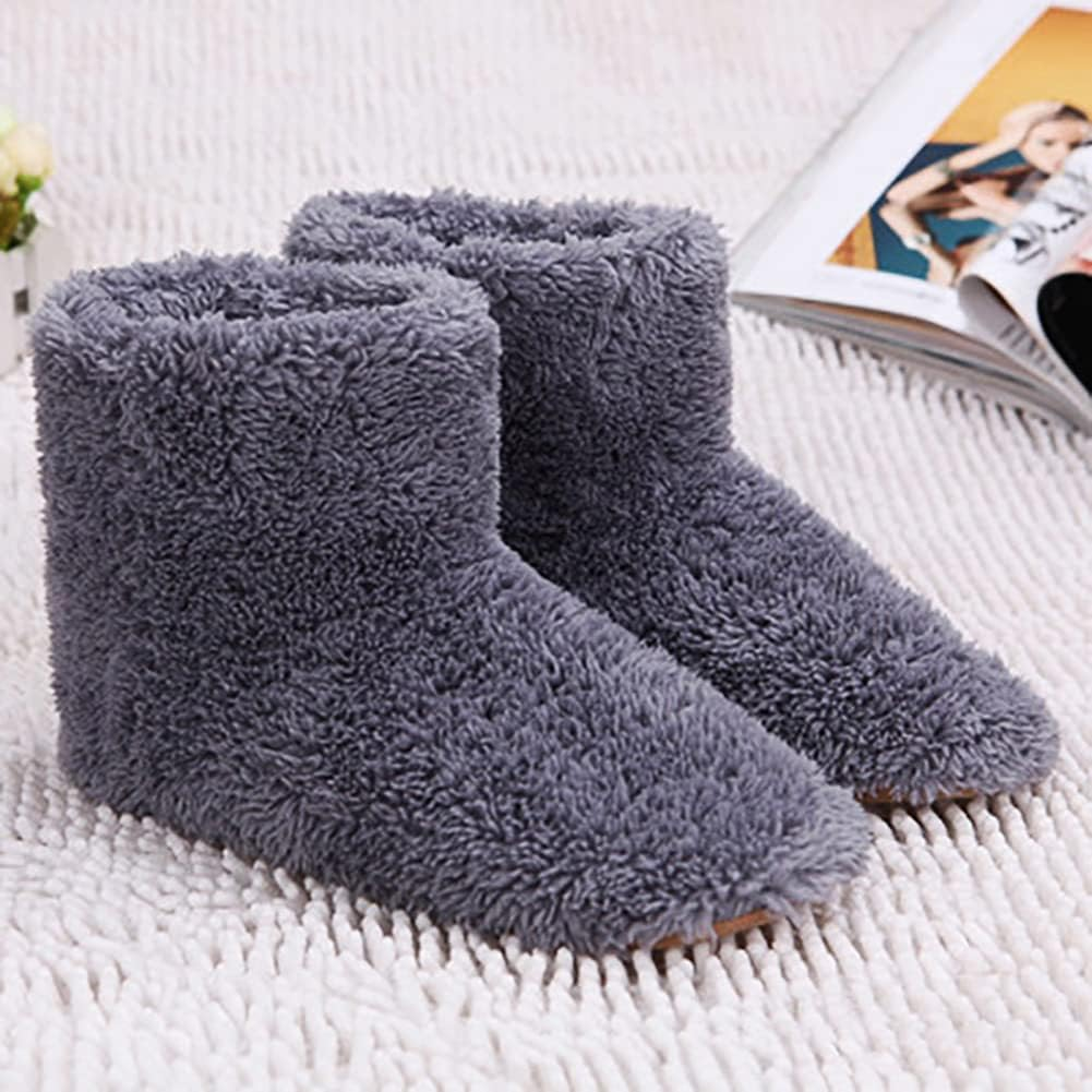 Electric Heated Foot Warmers Booties Deep-Penetrating Heat Feet Warmer Shoes Boots Slipper Fast Heating (Grey (Men:6.5-9.5)) image number 1