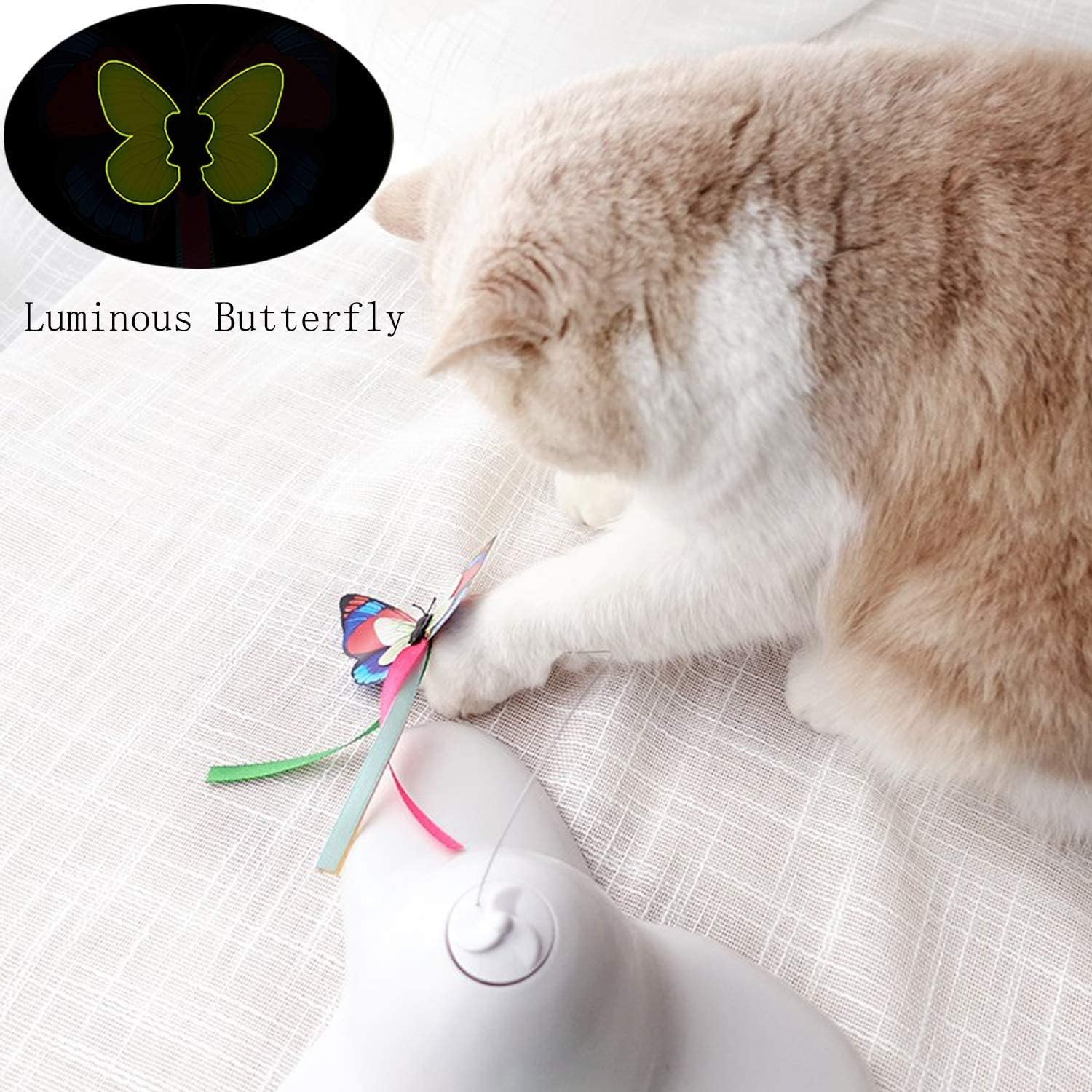 Vealind Indoor Interactive Play Teaser Cat Toy with 360&deg;Electric Rotating Butterfly (Yellow)