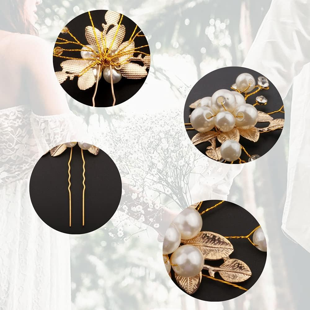 La Jolie Jasmin 4 Pcs Hair Pins, Floral Hair Clip Bridal Accessories for Women and Girls - Pearl Wedding Flower Hair Accessories for Women image number 6