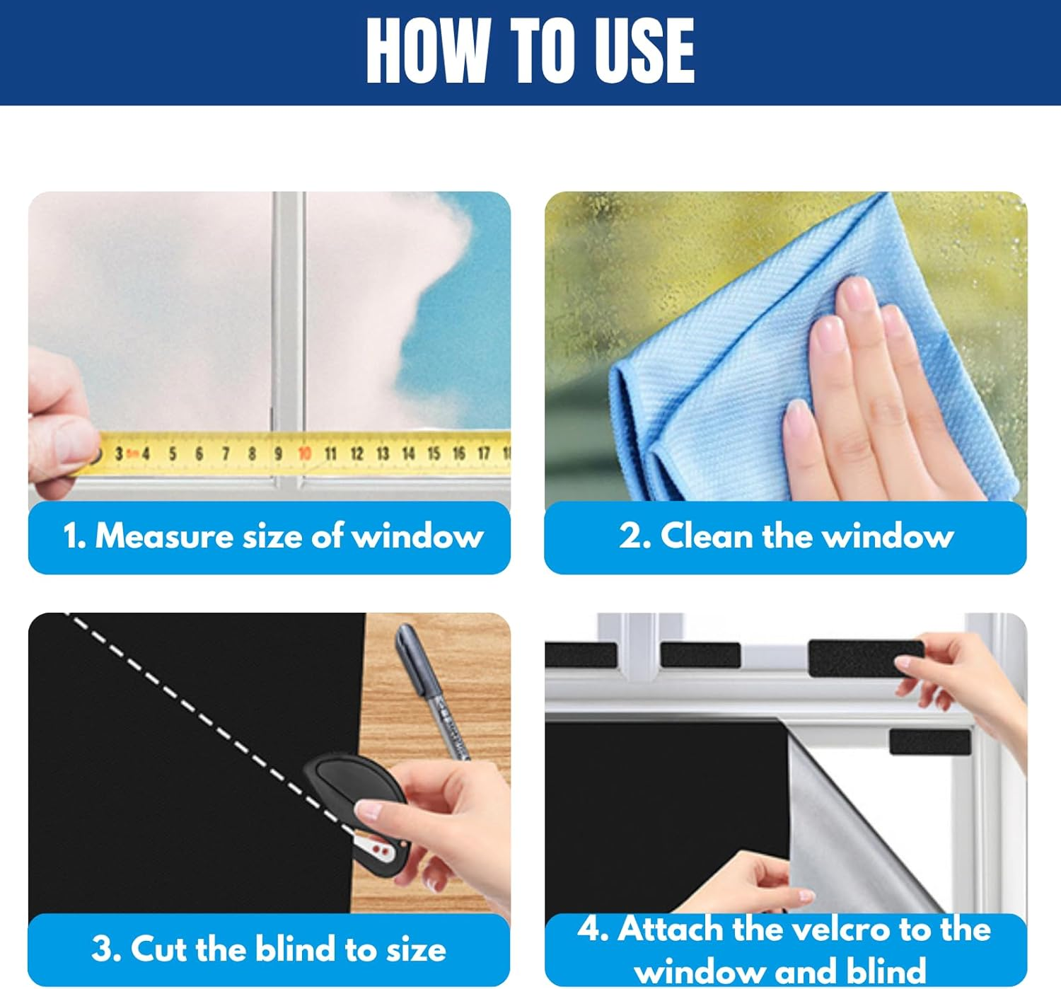 Blackout Blinds 300 X 145 CM, JOMWEN 100% Blackout Curtains for Window, No Drill Portable Blackout Shades Film for Baby Nursery, Bedroom, Dorm Room, or Travel Use, Cut to Any Size (300 X 145 CM) image number 2