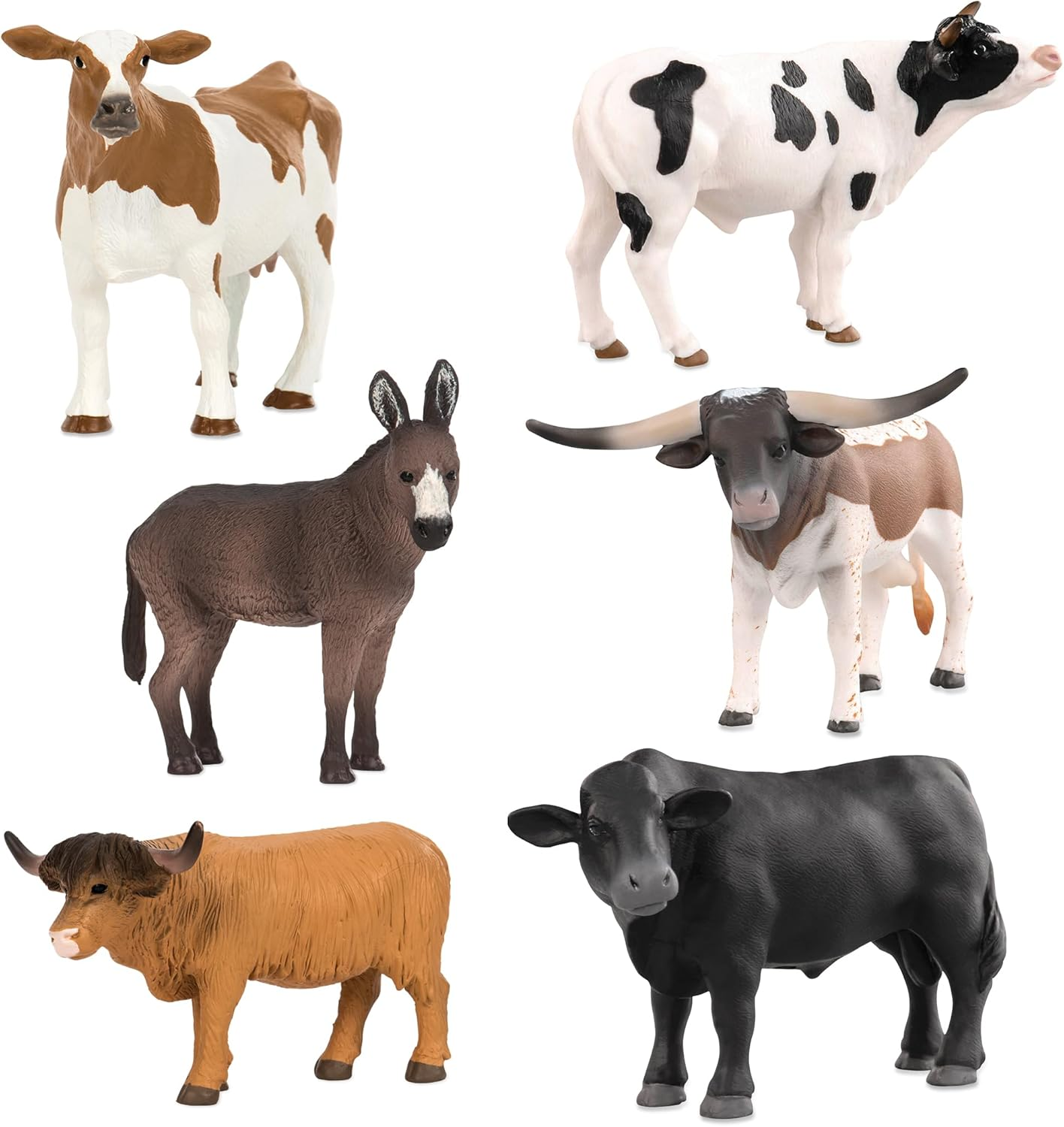 Terra by Battat &ndash; Toy Farm Animals &ndash; Cows, Bulls, Donkey &ndash; Animal Toys for Kids &ndash; 6 Farm Figurines &ndash; 3 Years + &ndash; Farm Animal Set image number 2