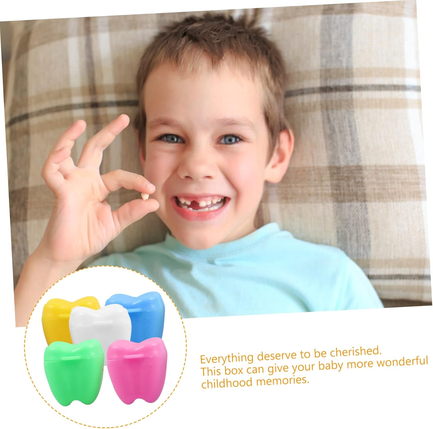 Yardwe 20Pcs Box Tooth Keepsake Box Mixed Style Lightweight Easy Open Teeth Holder for Memories Smooth Surface Personal Info Recording Present