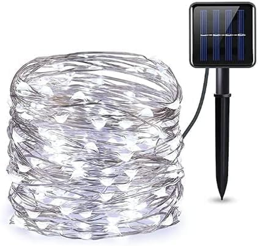 Solar String Lights Outdoor, Fime 32M 300 LED Solar Powered Fairy Light with 8 Lighting Modes, Waterproof Copper Wire Tree Lights Lights for Christmas Party Decoration (White)