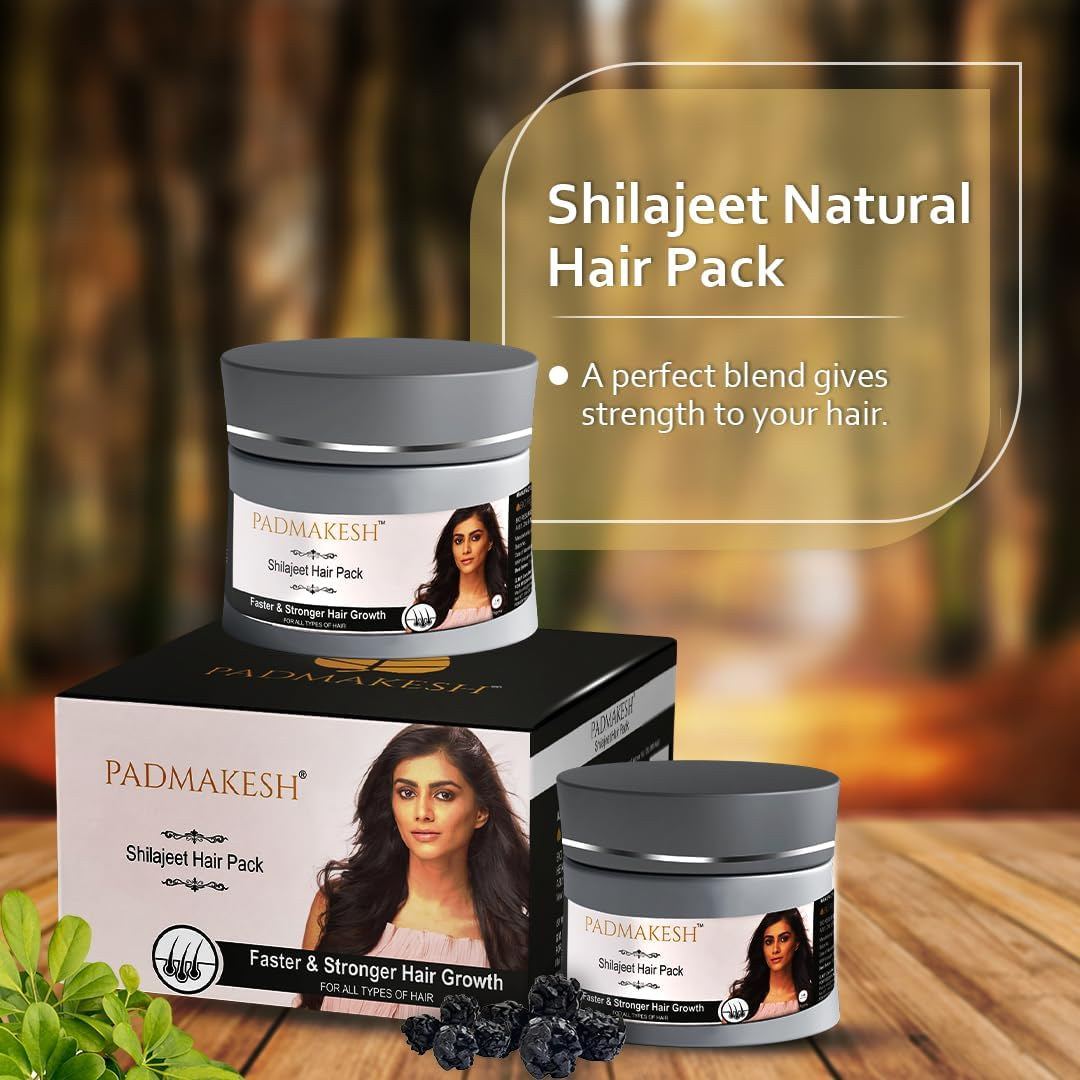 BIO RESURGE LIFE Padmakesh Shilajit Natural Hair Pack Help for Makes Hair Longer, Stronger, Thicker, and Shinier | Suitable for All Types of Hair (75 Gm)