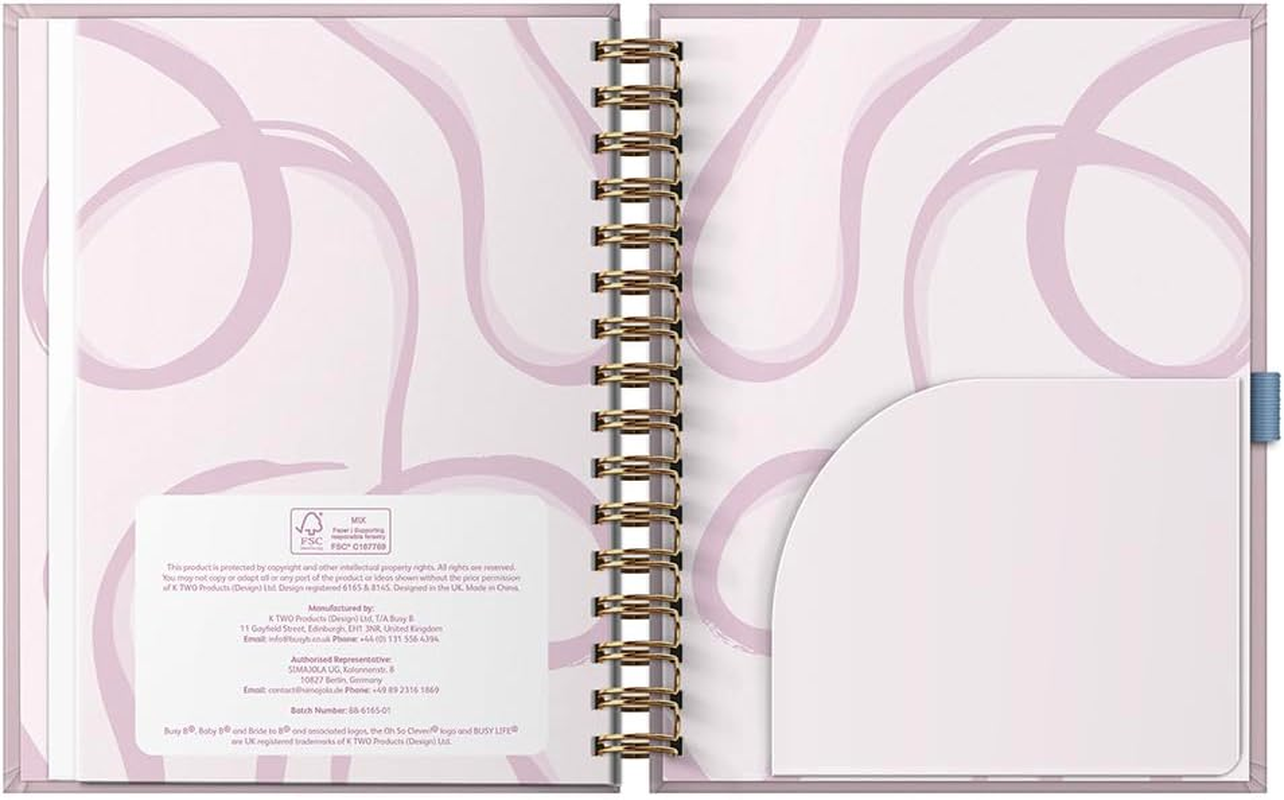 Busy B 2026 A5 Spiral Diary - Weekly Planner Journal &ndash; Desk Diary for Work or Home - Monthly Planning for Prioties and Goals with Tabs, Stickers, Pocket & Elastic Closure - Pink Graphic image number 1