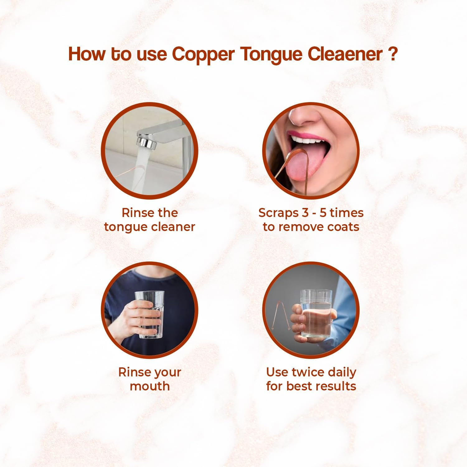 ABC Copper Tongue Cleaner for Kids & Adults | Made up of 100% Pure Copper | Optimal for Oral Hygiene and Bad Breath Treatment | Ayurvedic Tongue Scraper for Bad Breath (Round) - Pack of 2 image number 1